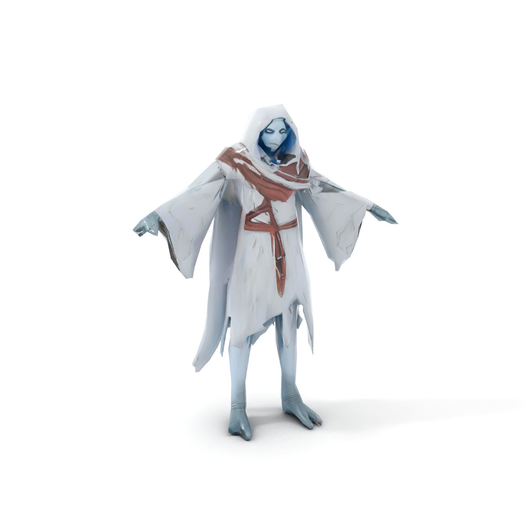 Ethereal Wraith Character Model Fully Rigged and Animated Low-poly 3D model_9