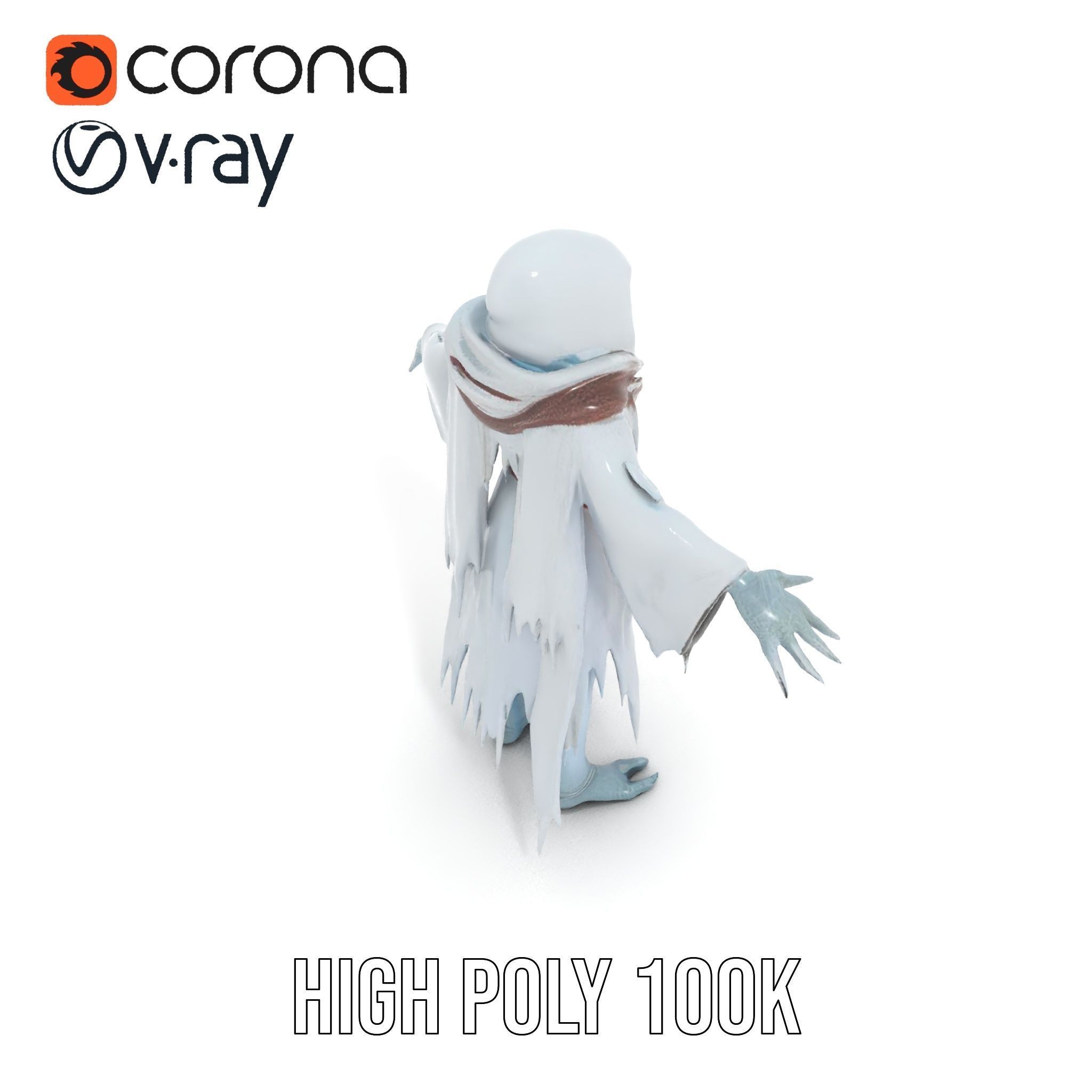 Ethereal Wraith Character Model Fully Rigged and Animated Low-poly 3D model_15