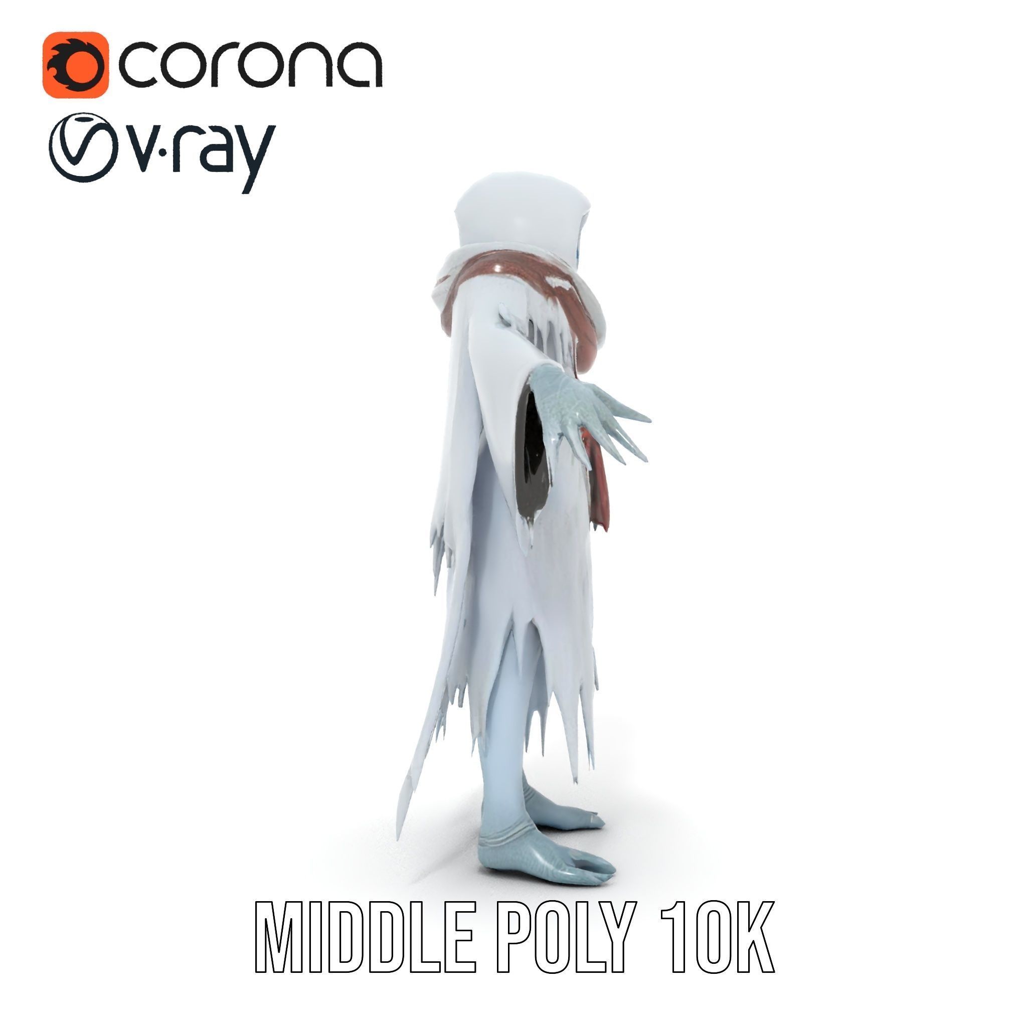 Ethereal Wraith Character Model Fully Rigged and Animated Low-poly 3D model_30