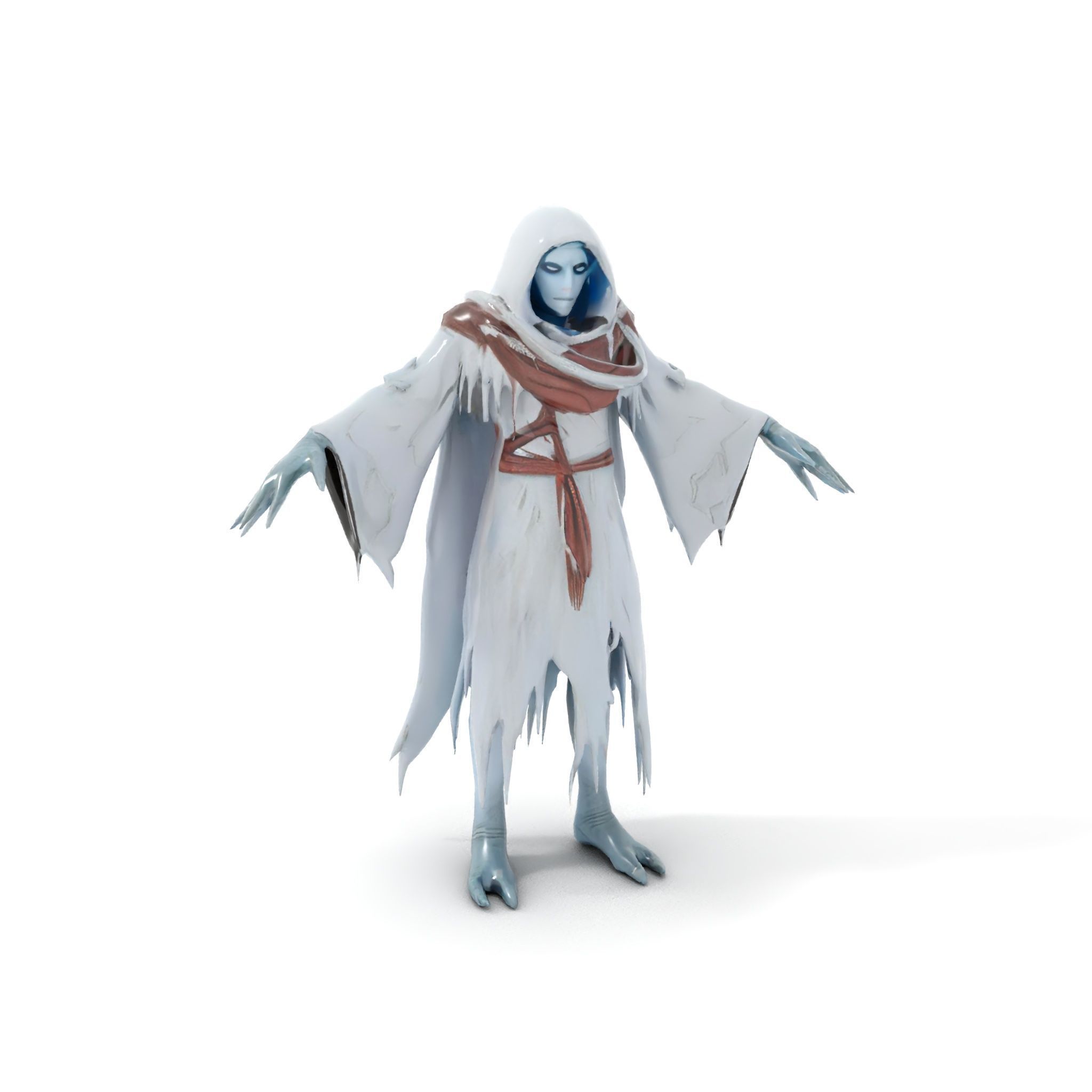 Ethereal Wraith Character Model Fully Rigged and Animated Low-poly 3D model_10