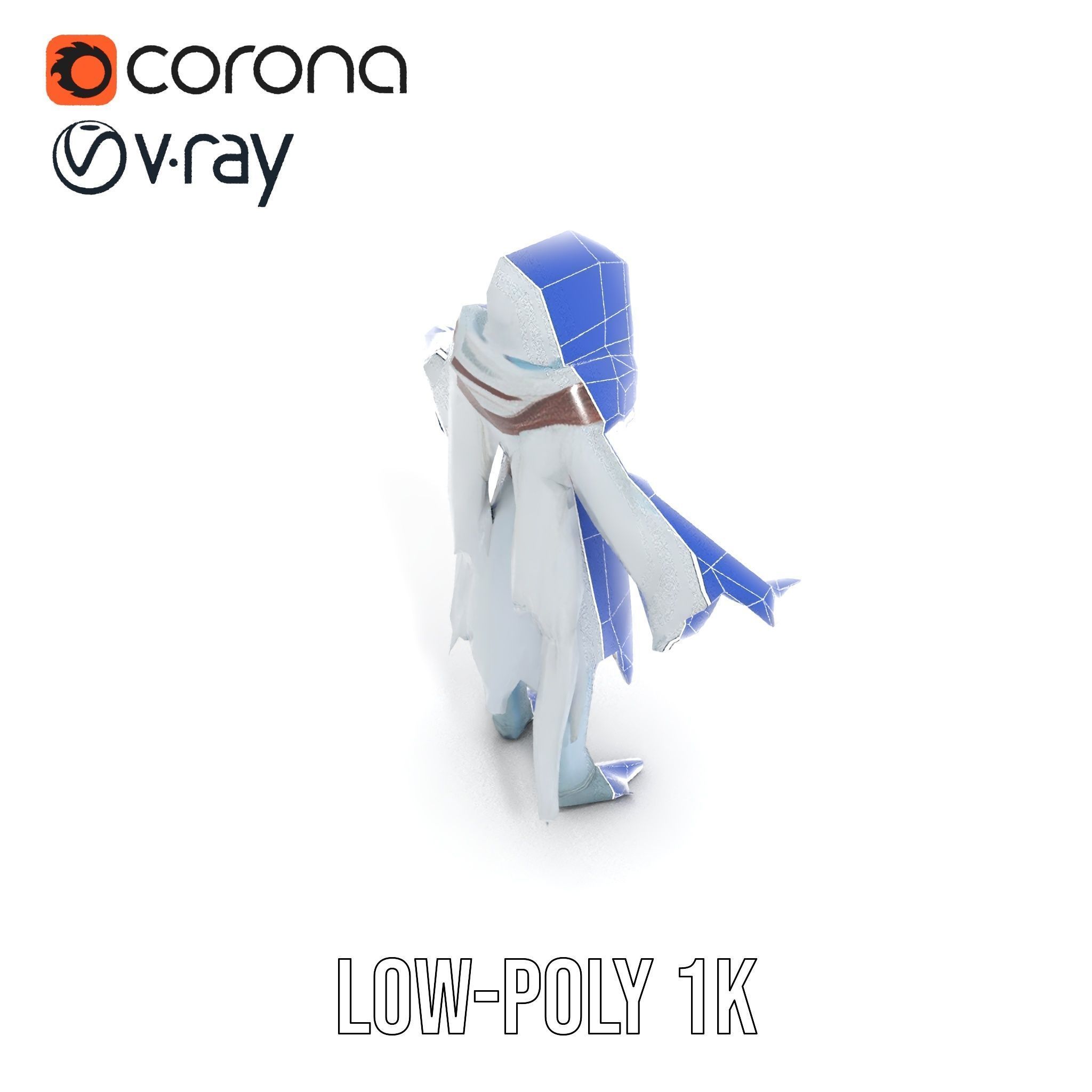 Ethereal Wraith Character Model Fully Rigged and Animated Low-poly 3D model_17