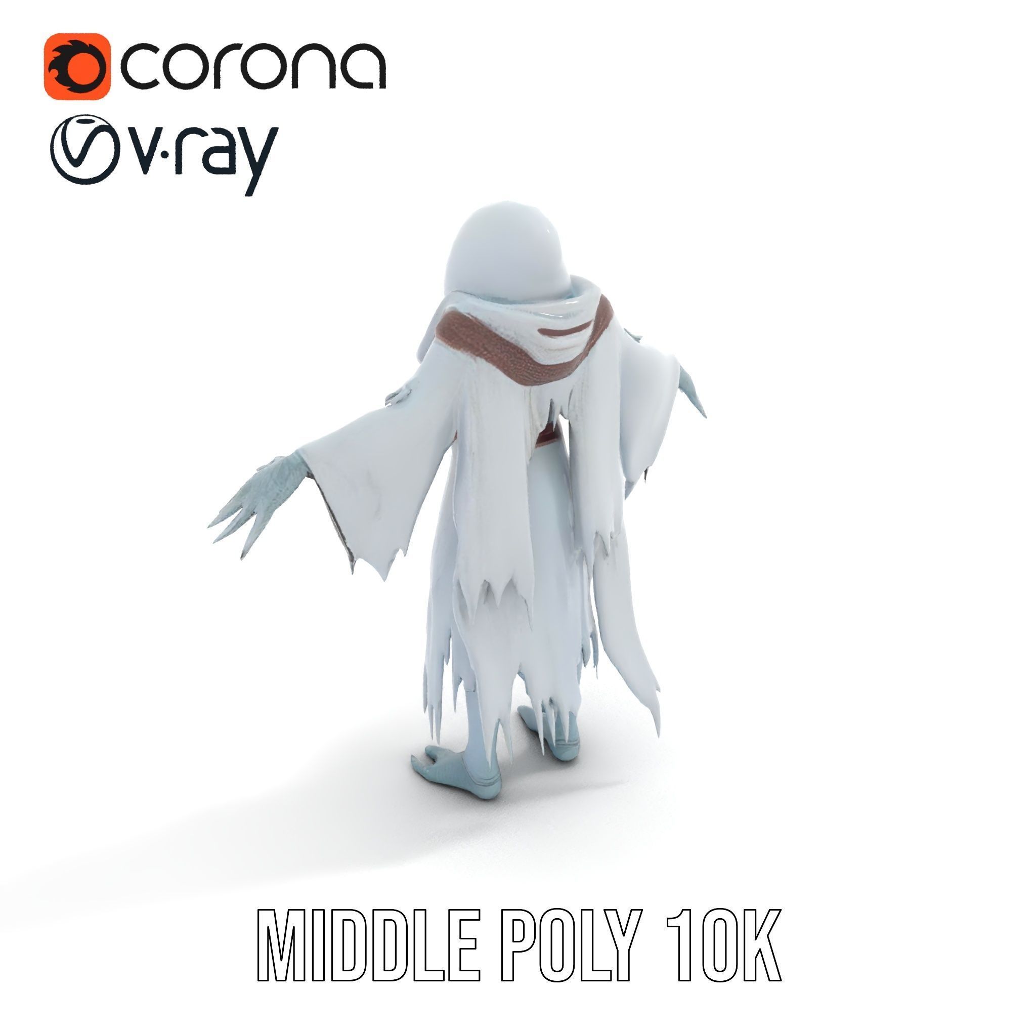 Ethereal Wraith Character Model Fully Rigged and Animated Low-poly 3D model_35