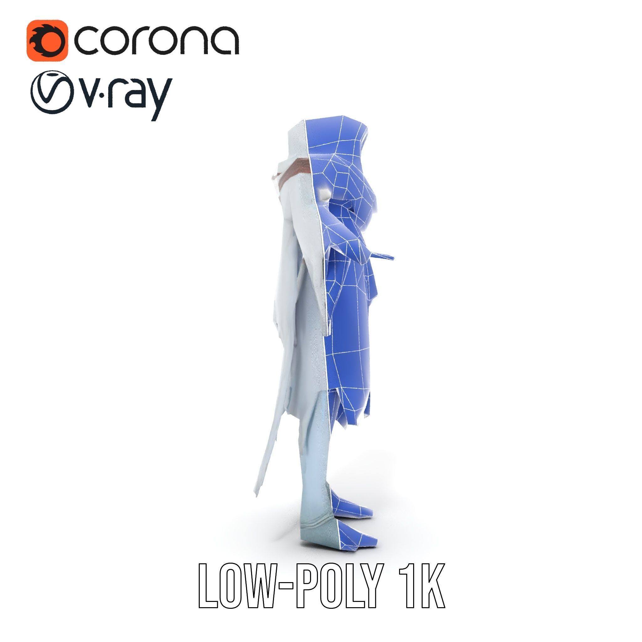 Ethereal Wraith Character Model Fully Rigged and Animated Low-poly 3D model_31