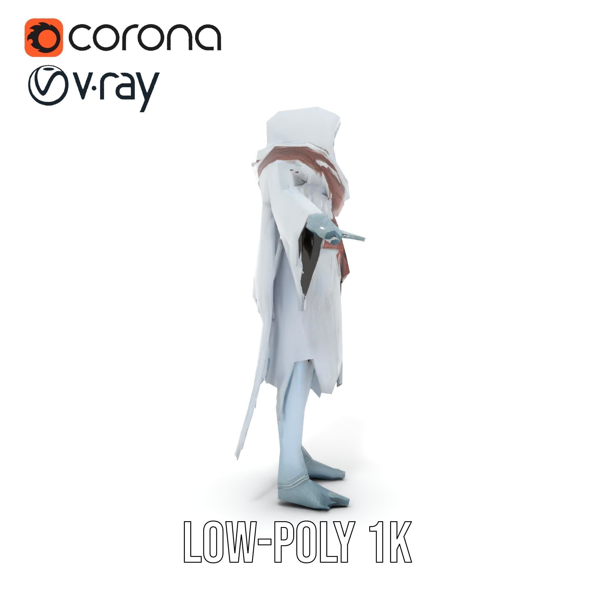 Ethereal Wraith Character Model Fully Rigged and Animated Low-poly 3D model_28