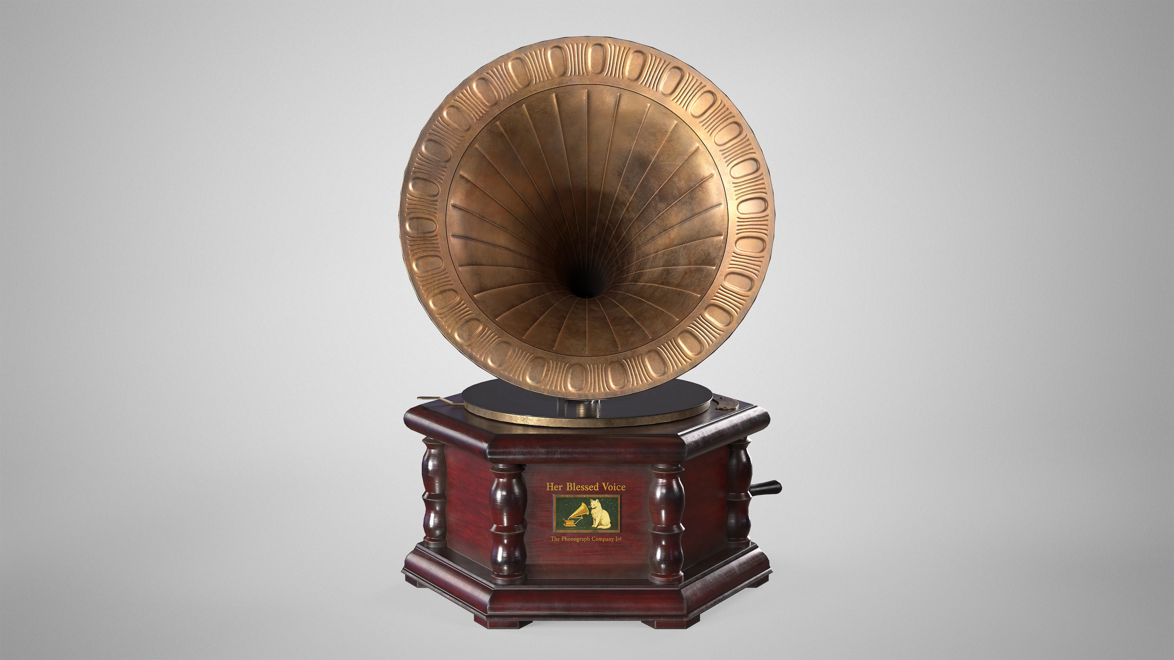 Retro Gramophone - Vintage Vinyl Phonograph AAA Game Ready Low-poly 3D model_2