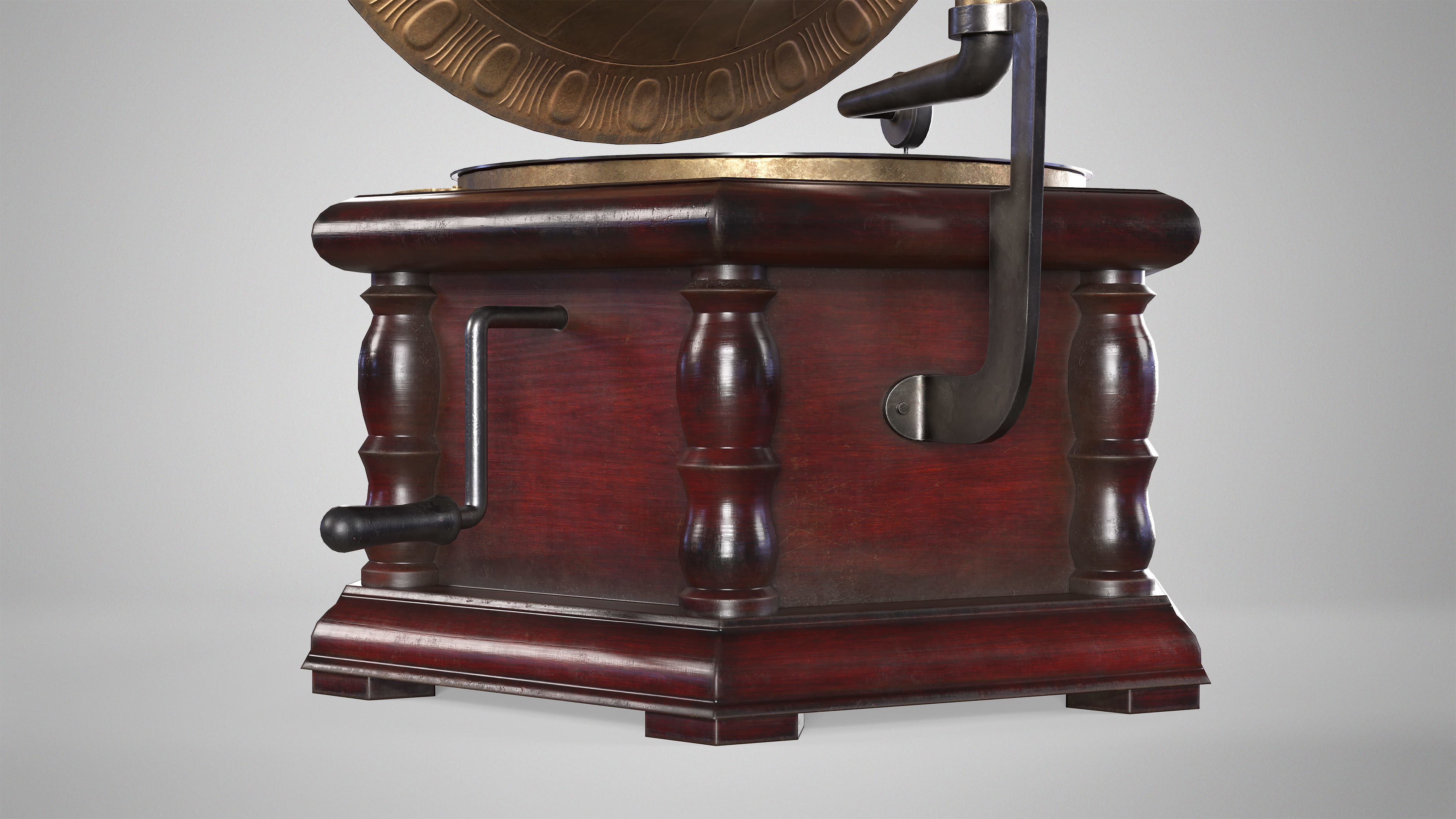 Retro Gramophone - Vintage Vinyl Phonograph AAA Game Ready Low-poly 3D model_5