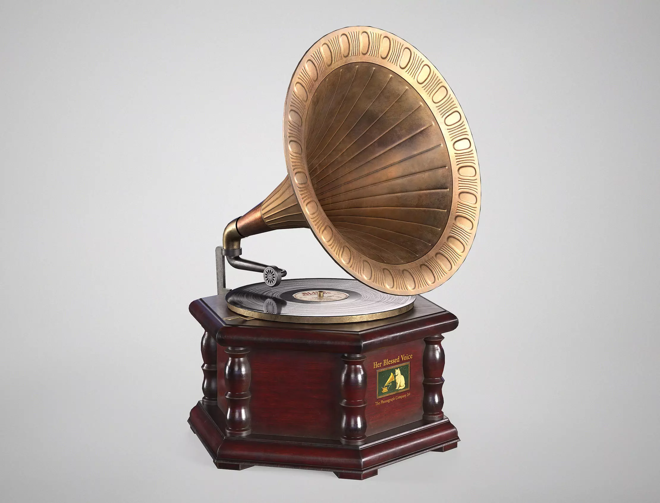 Retro Gramophone - Vintage Vinyl Phonograph AAA Game Ready Low-poly 3D model_0