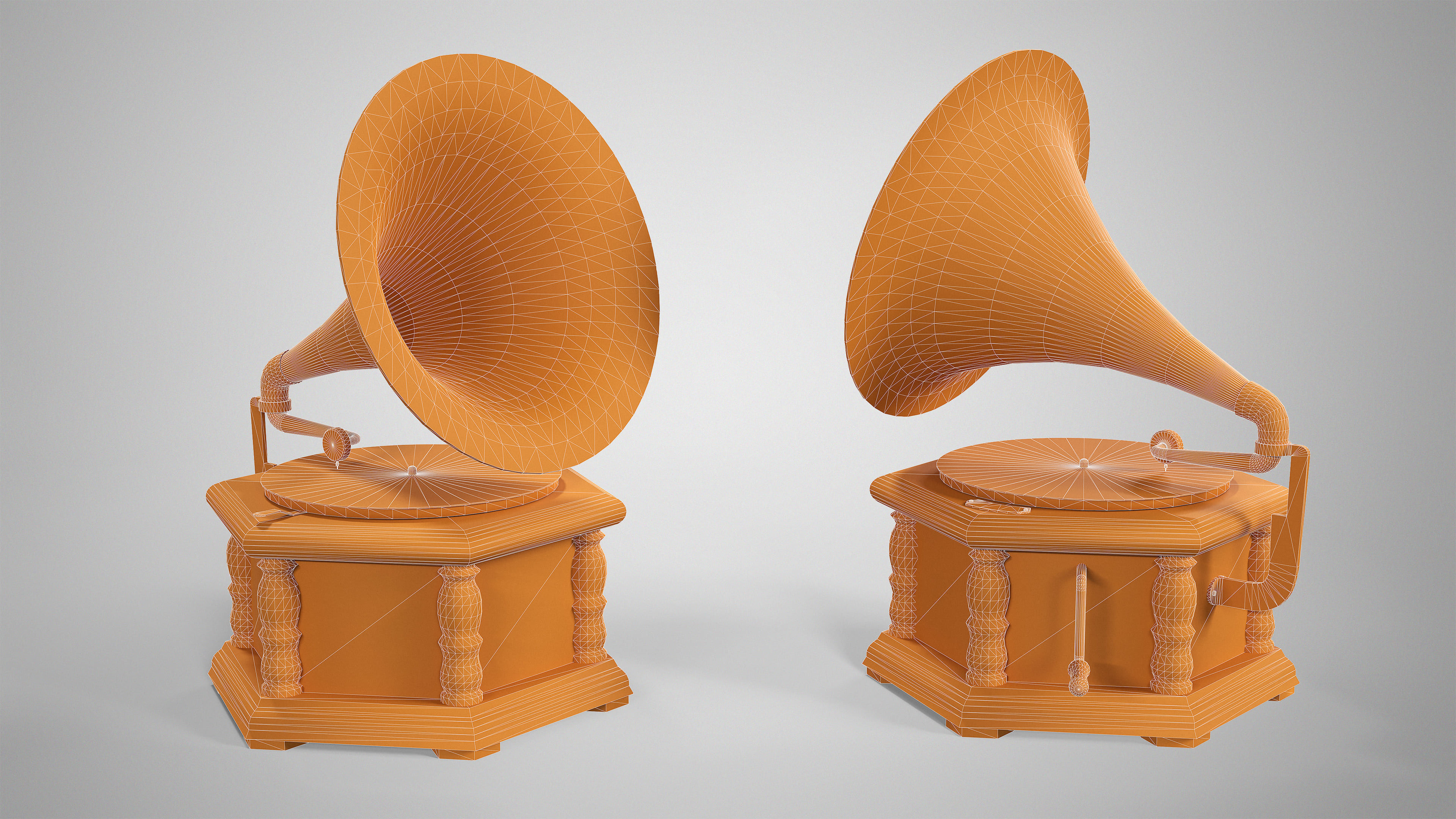 Retro Gramophone - Vintage Vinyl Phonograph AAA Game Ready Low-poly 3D model_11