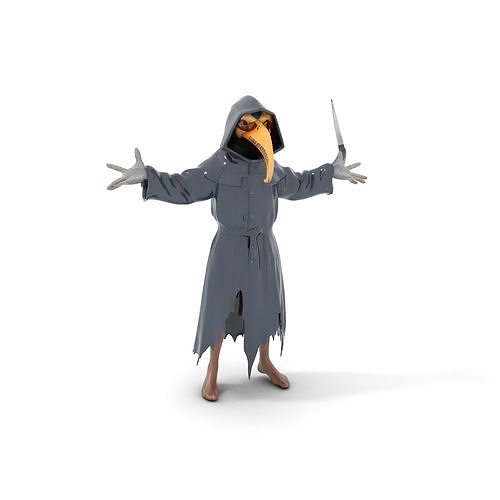 Plague Doctor Character Model Rigged and Animated Low-poly 3D model