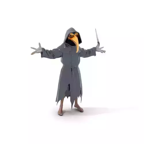 Plague Doctor Character Model Rigged and Animated
