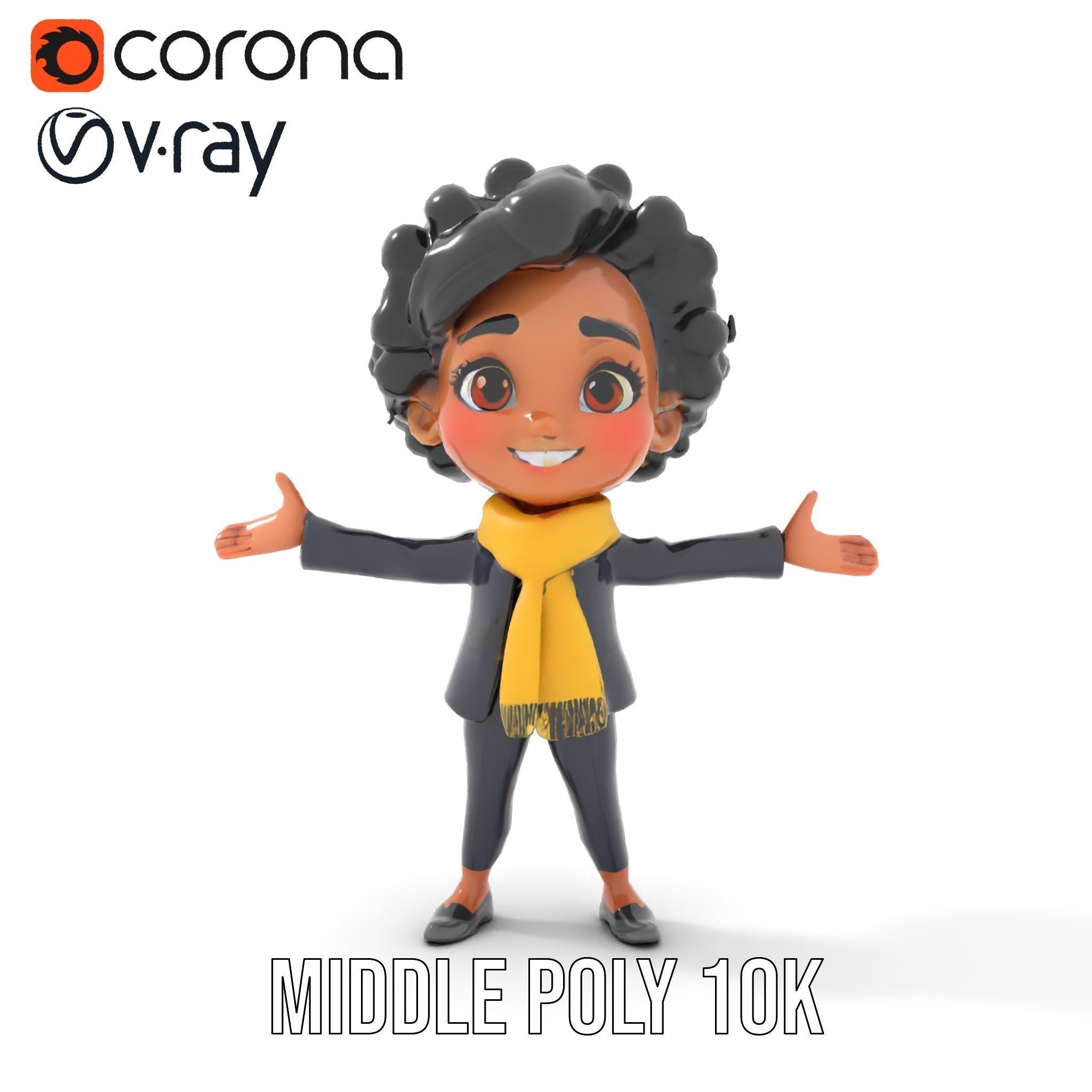 Charming Kid Rigged and Animated Character Model Low-poly 3D model_15