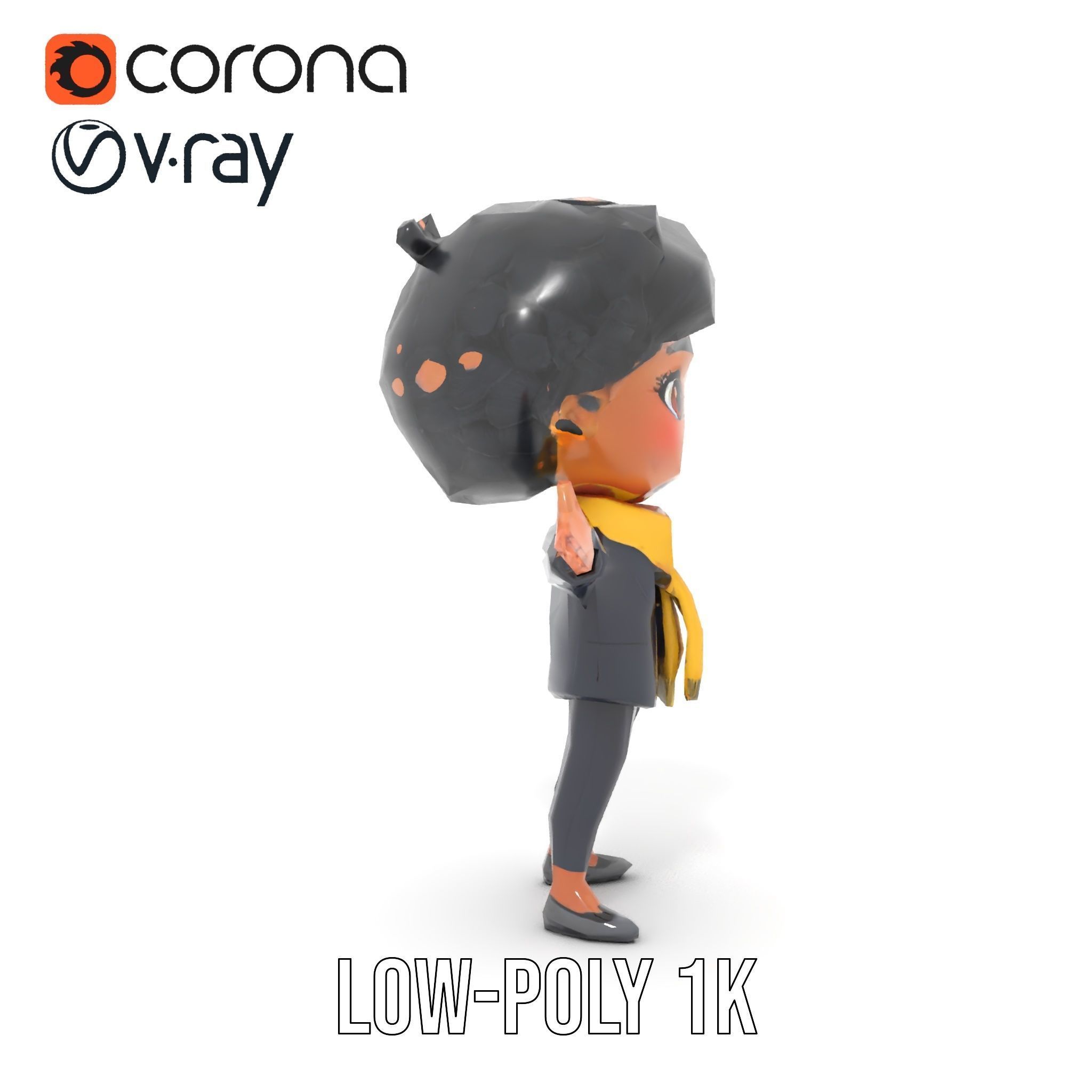 Charming Kid Rigged and Animated Character Model Low-poly 3D model_25