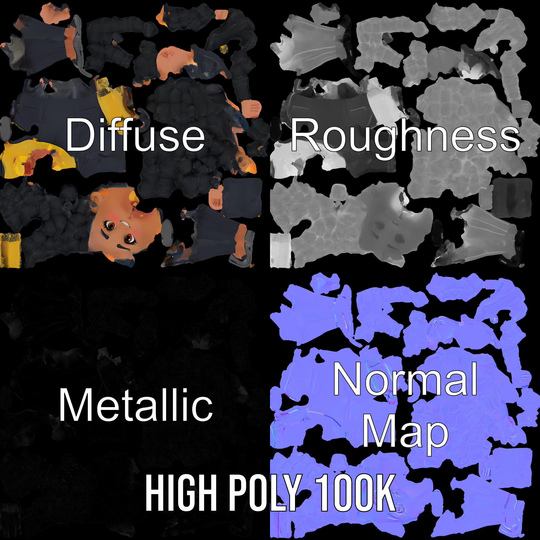 Charming Kid Rigged and Animated Character Model Low-poly 3D model_3