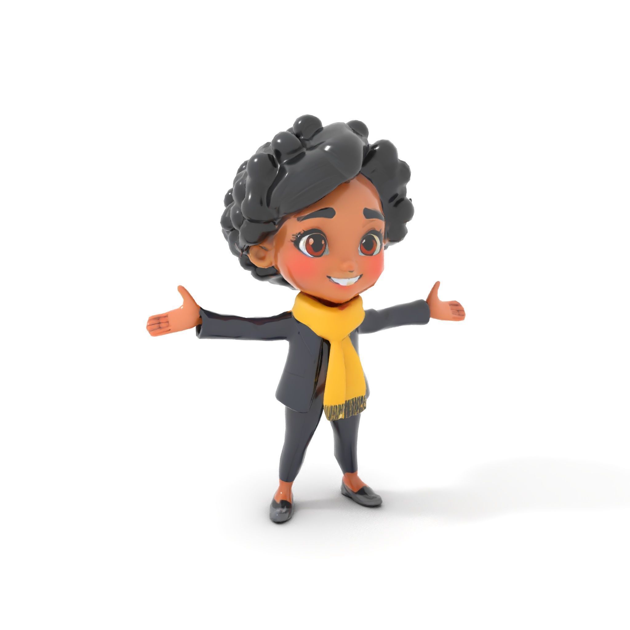 Charming Kid Rigged and Animated Character Model Low-poly 3D model_9