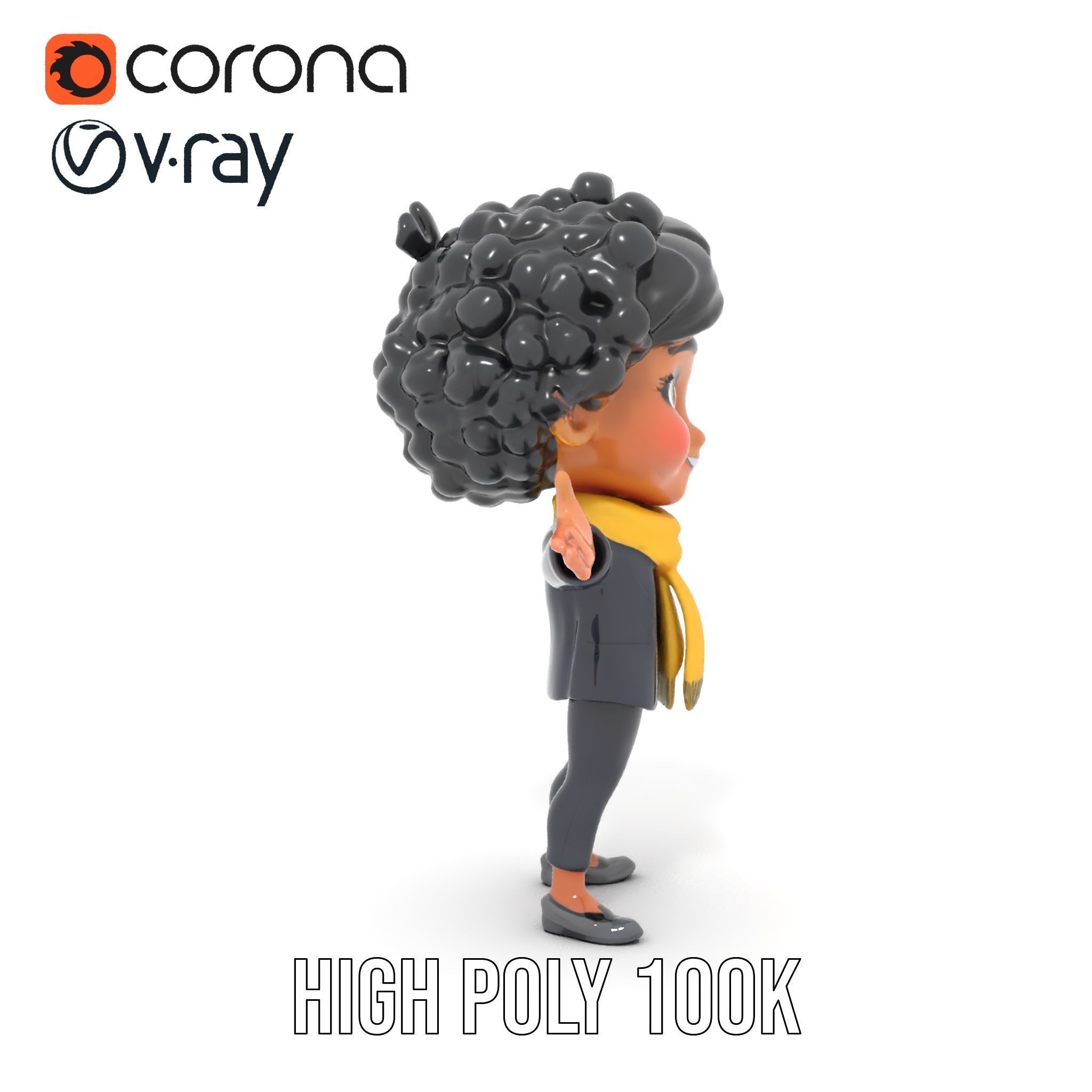 Charming Kid Rigged and Animated Character Model Low-poly 3D model_20