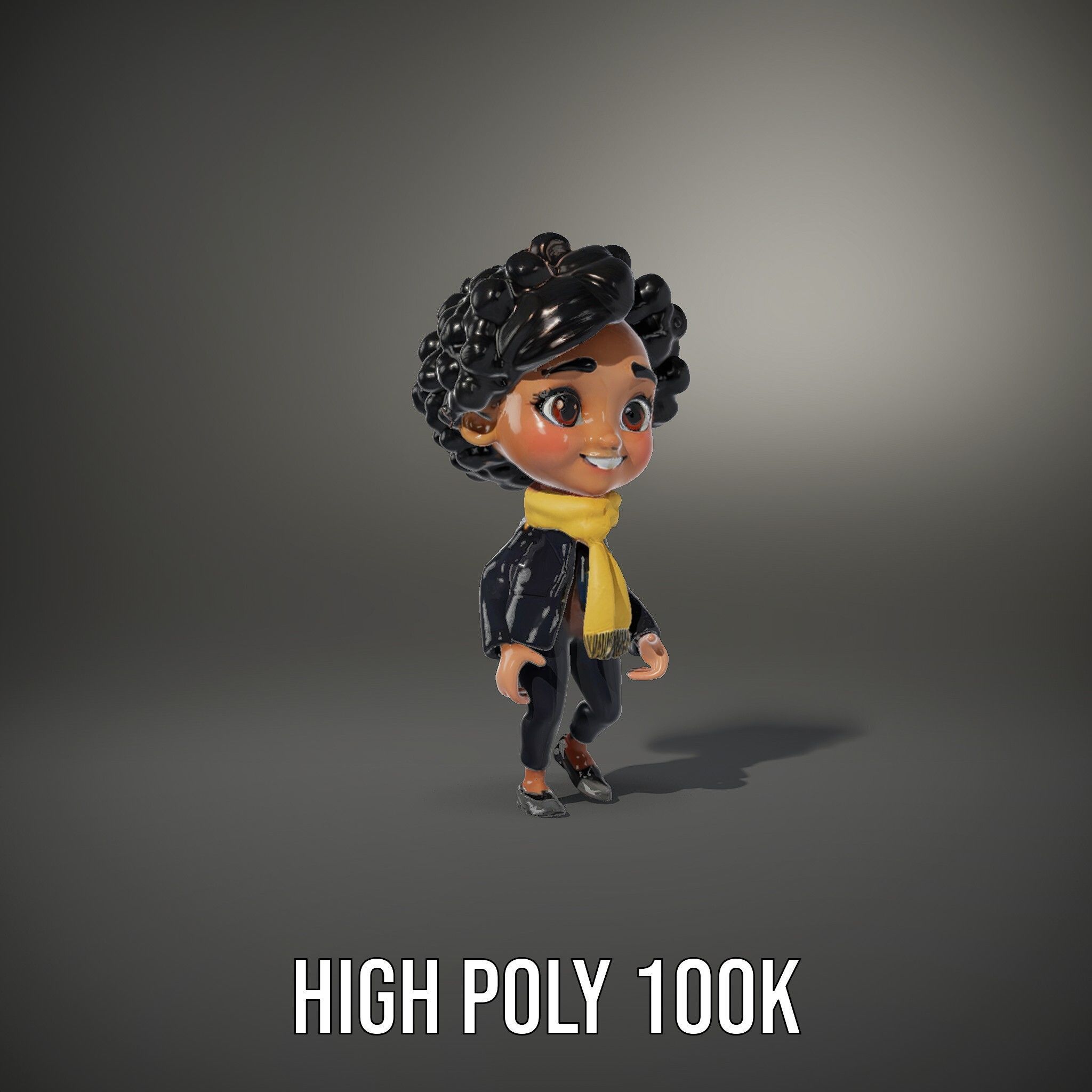 Charming Kid Rigged and Animated Character Model Low-poly 3D model_26