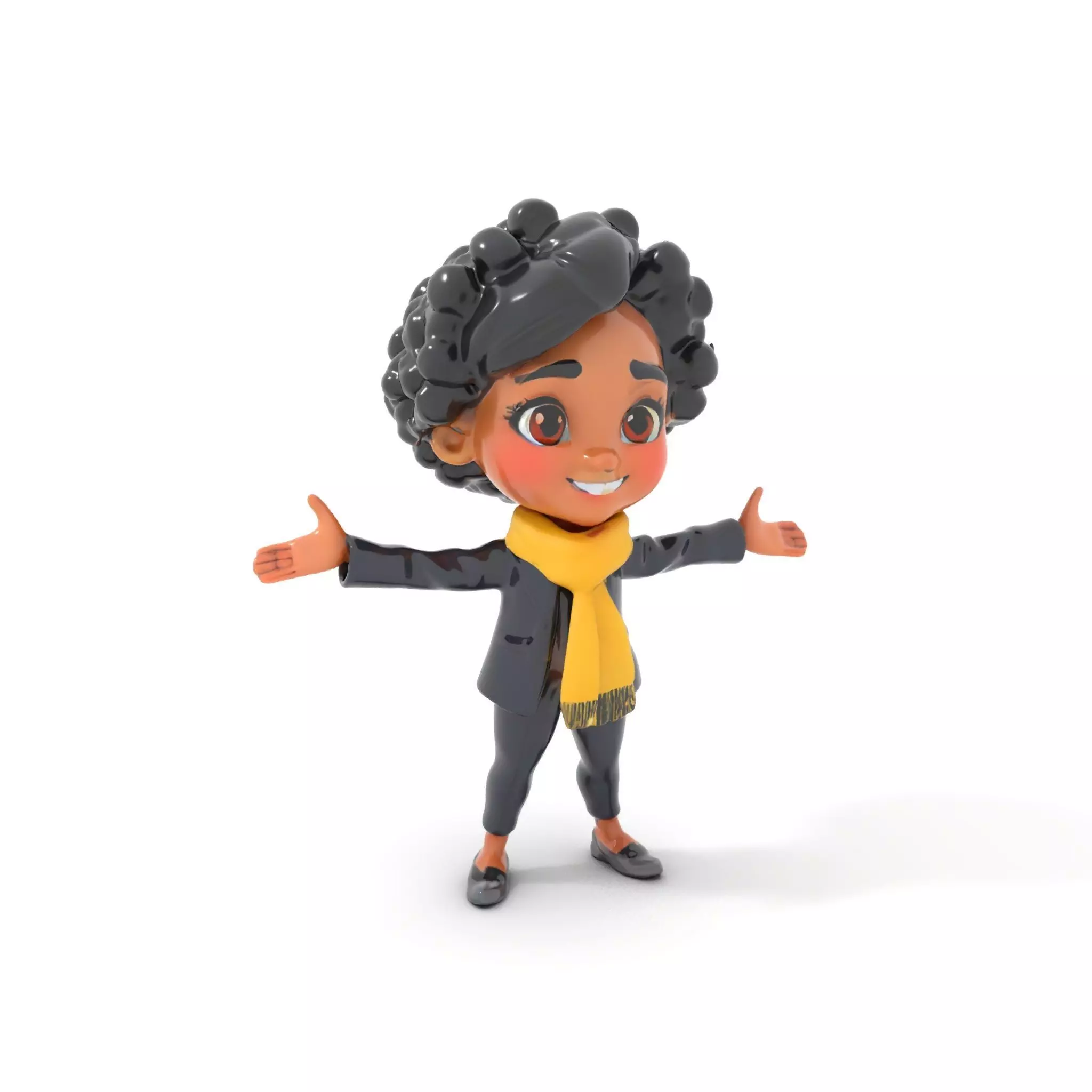 Charming Kid Rigged and Animated Character Model Low-poly 3D model_0