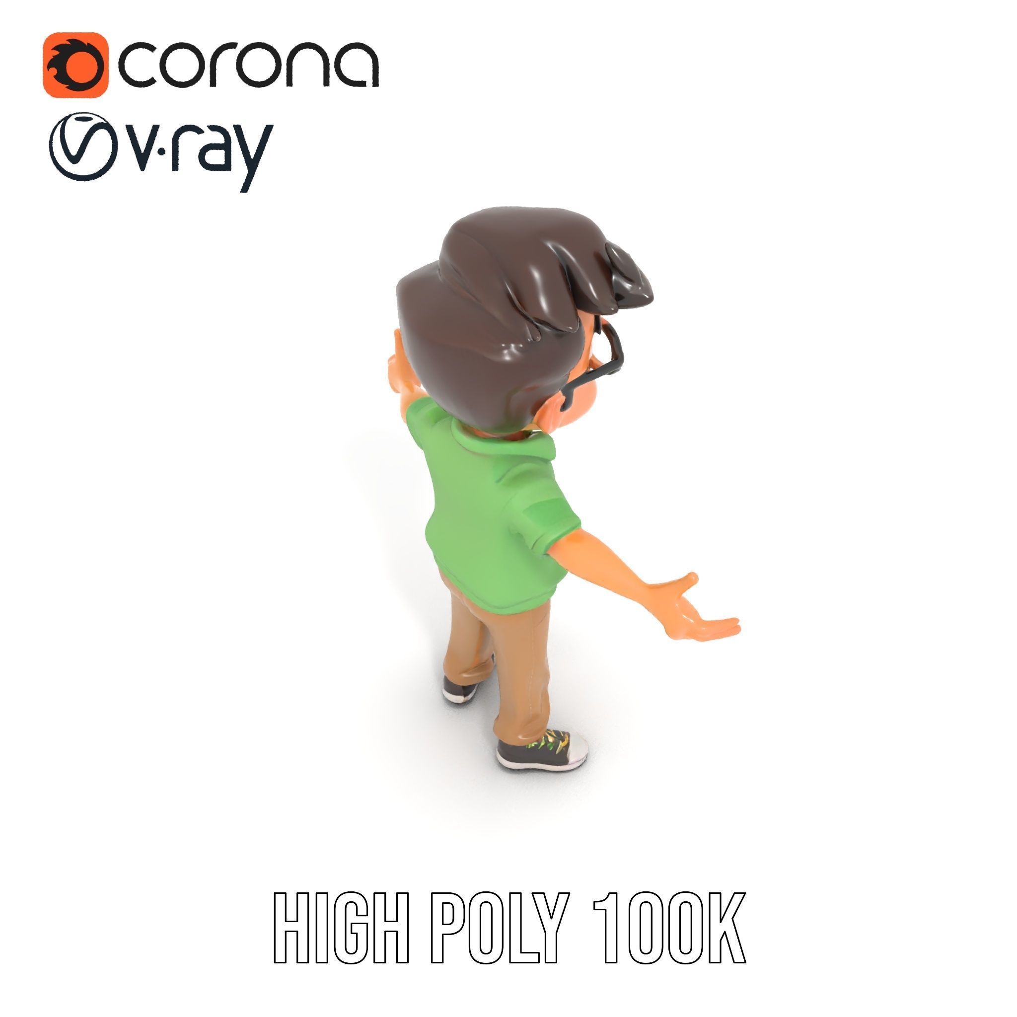 Young Boy Character Model in Casual Outfit  Rigged and Animated Low-poly 3D model_17