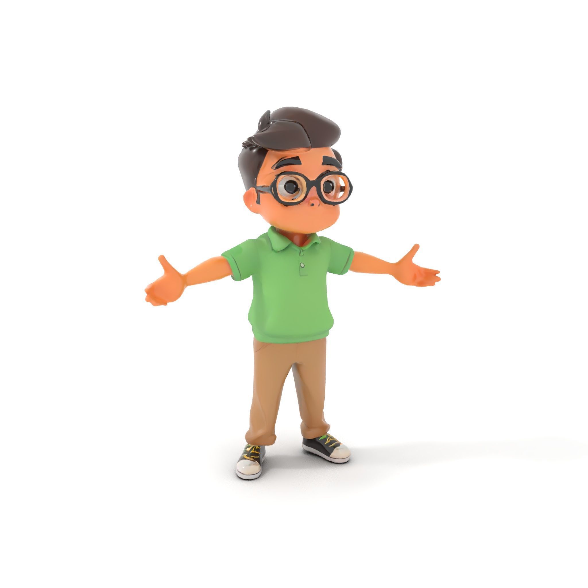 Young Boy Character Model in Casual Outfit  Rigged and Animated Low-poly 3D model_15