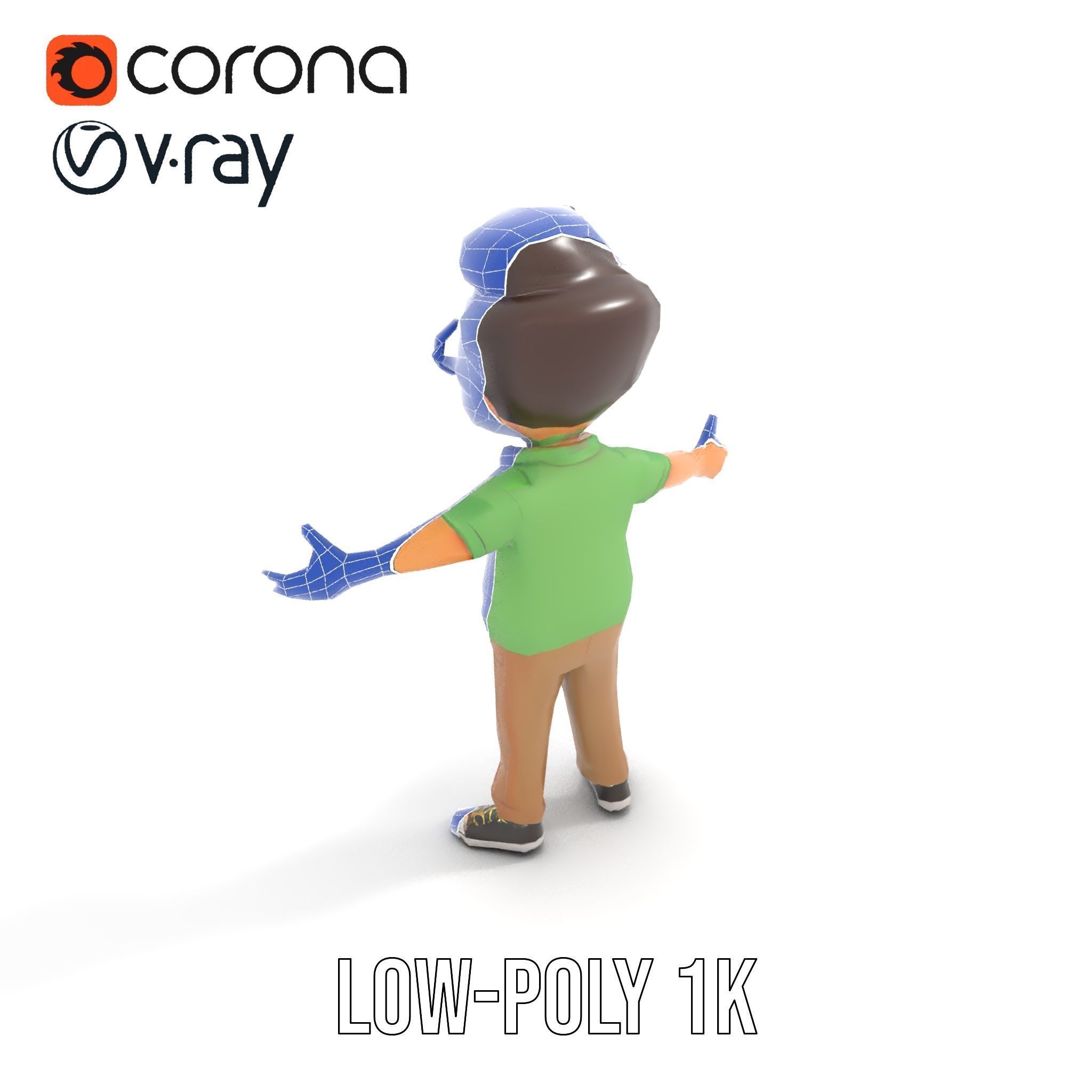 Young Boy Character Model in Casual Outfit  Rigged and Animated Low-poly 3D model_31