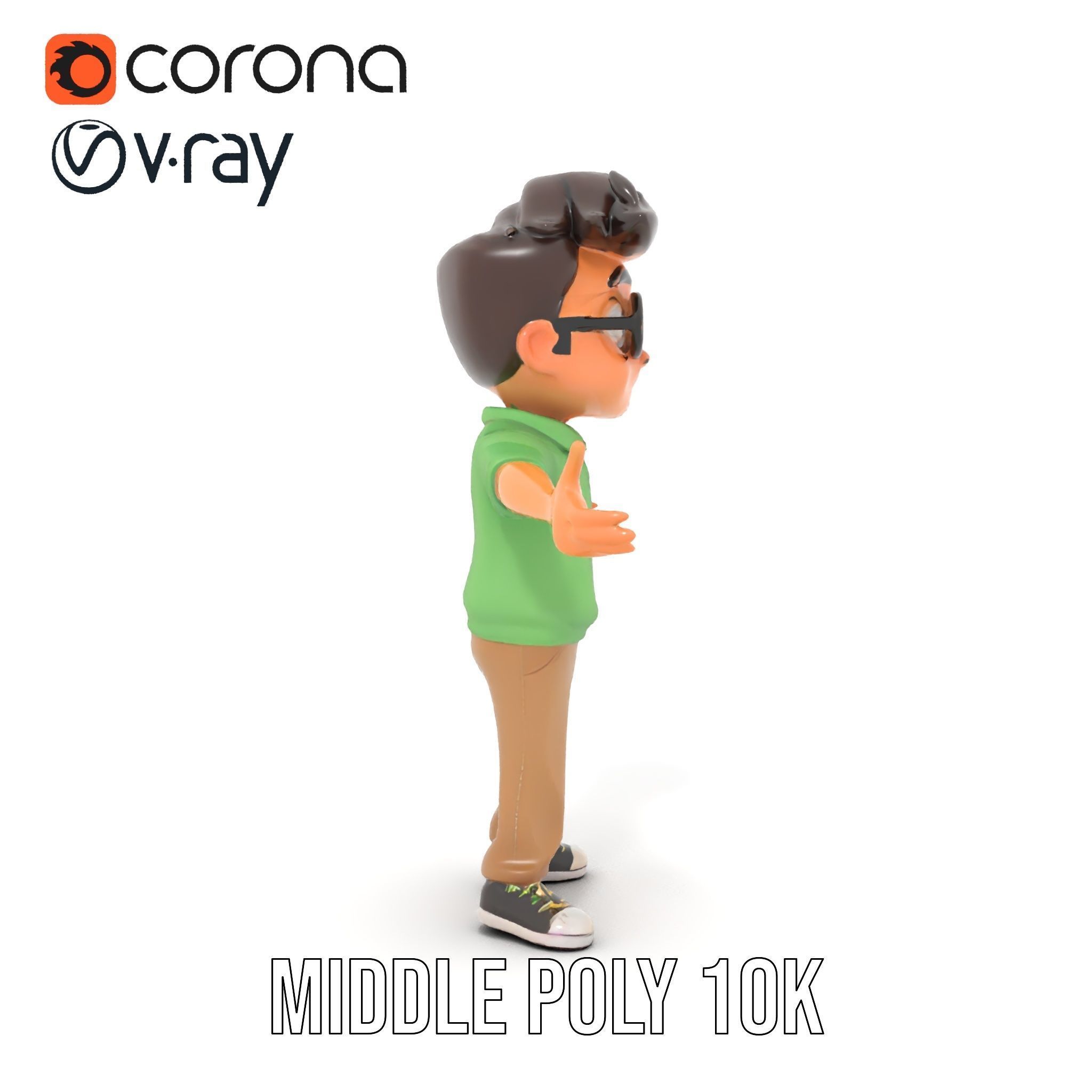 Young Boy Character Model in Casual Outfit  Rigged and Animated Low-poly 3D model_13