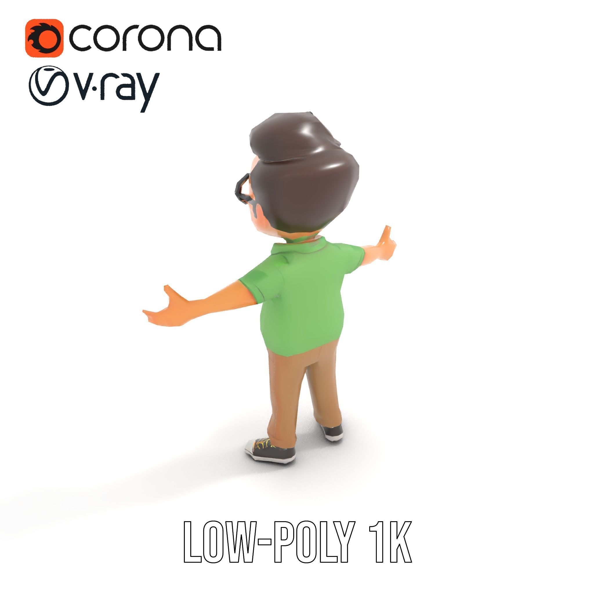 Young Boy Character Model in Casual Outfit  Rigged and Animated Low-poly 3D model_11