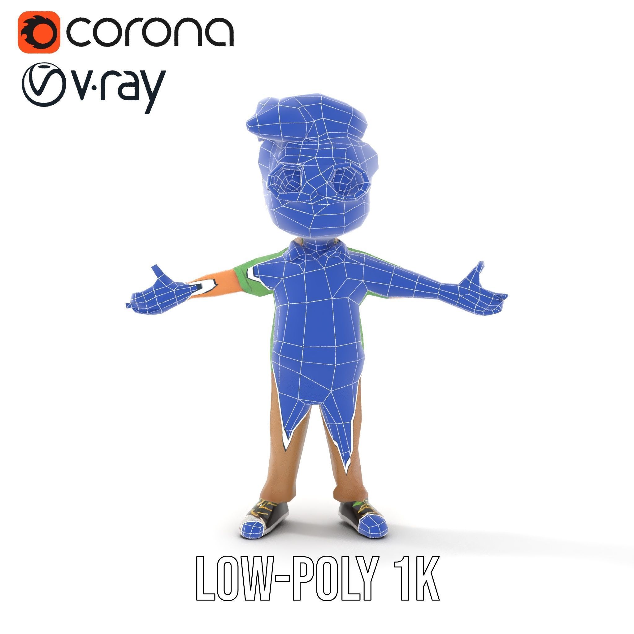 Young Boy Character Model in Casual Outfit  Rigged and Animated Low-poly 3D model_16