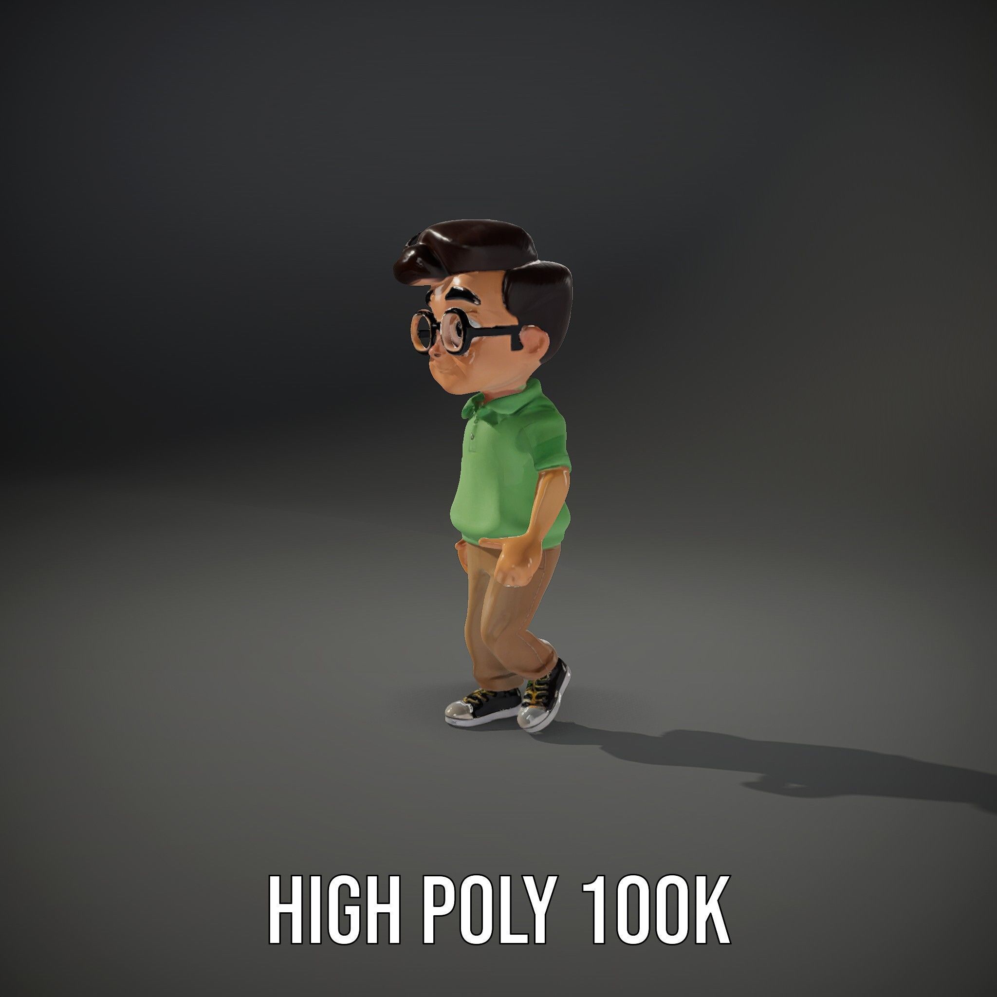 Young Boy Character Model in Casual Outfit  Rigged and Animated Low-poly 3D model_9