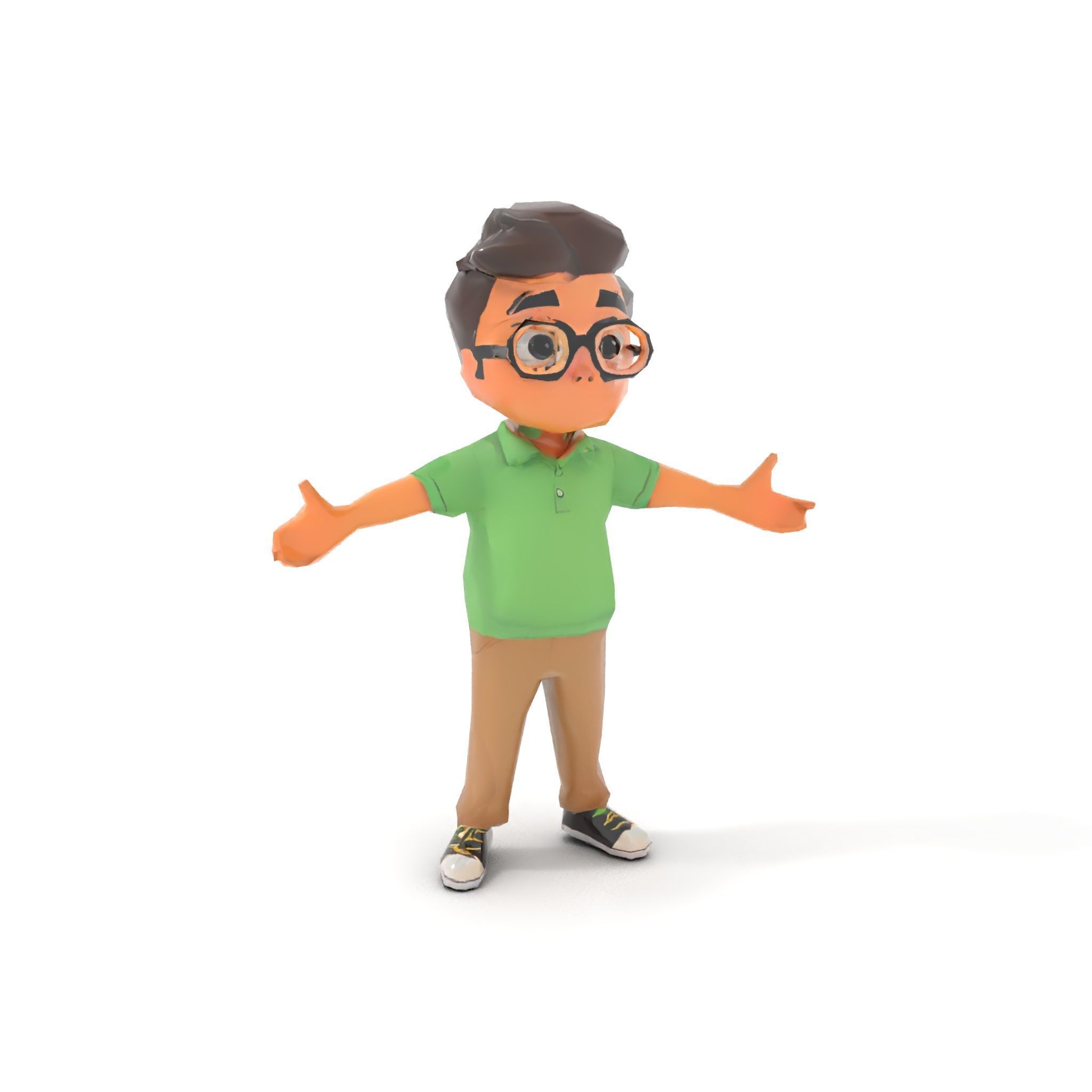 Young Boy Character Model in Casual Outfit  Rigged and Animated Low-poly 3D model_7