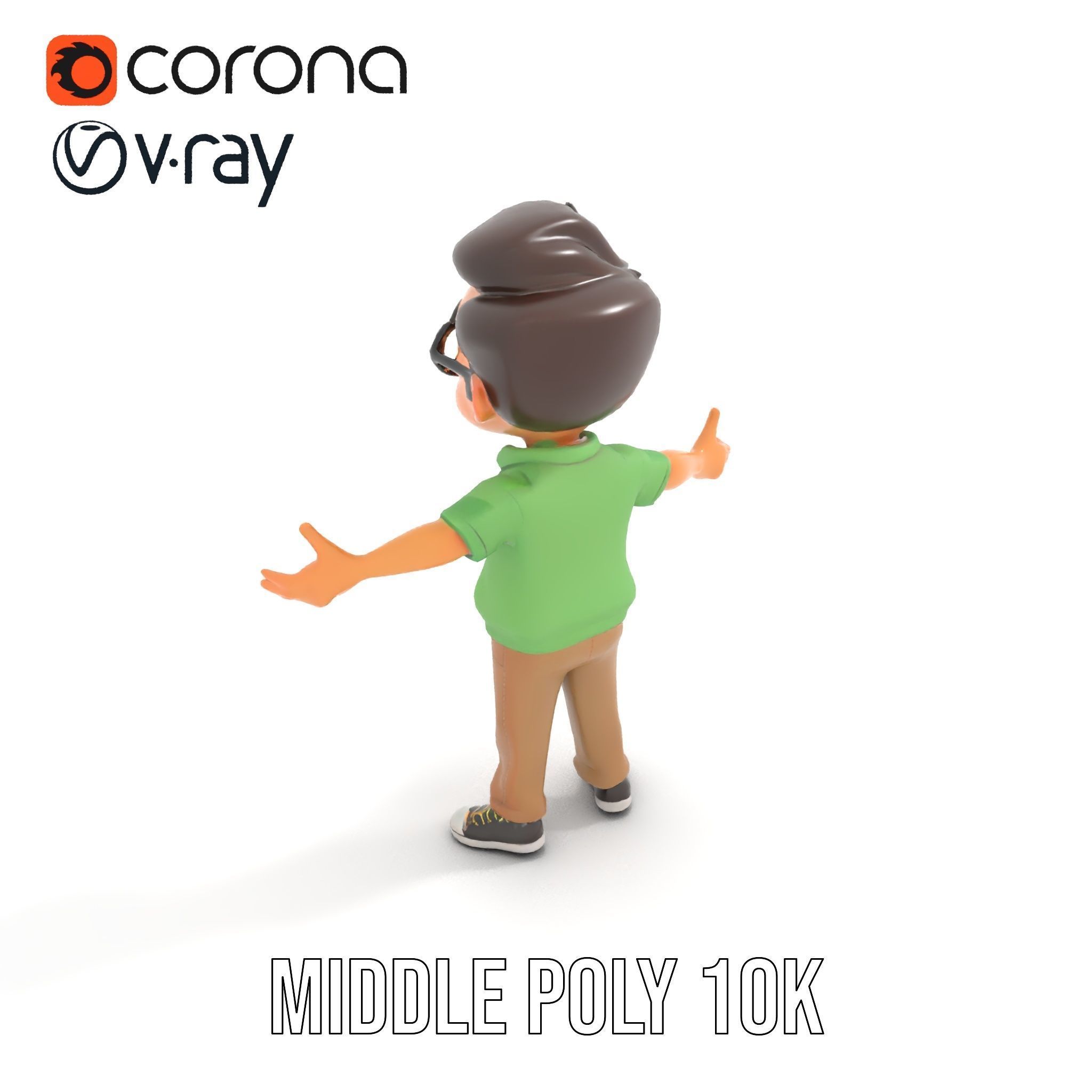Young Boy Character Model in Casual Outfit  Rigged and Animated Low-poly 3D model_24
