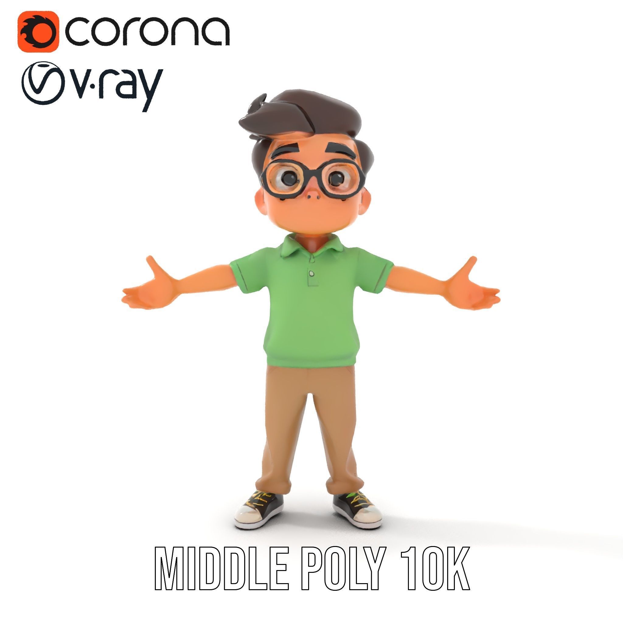 Young Boy Character Model in Casual Outfit  Rigged and Animated Low-poly 3D model_33