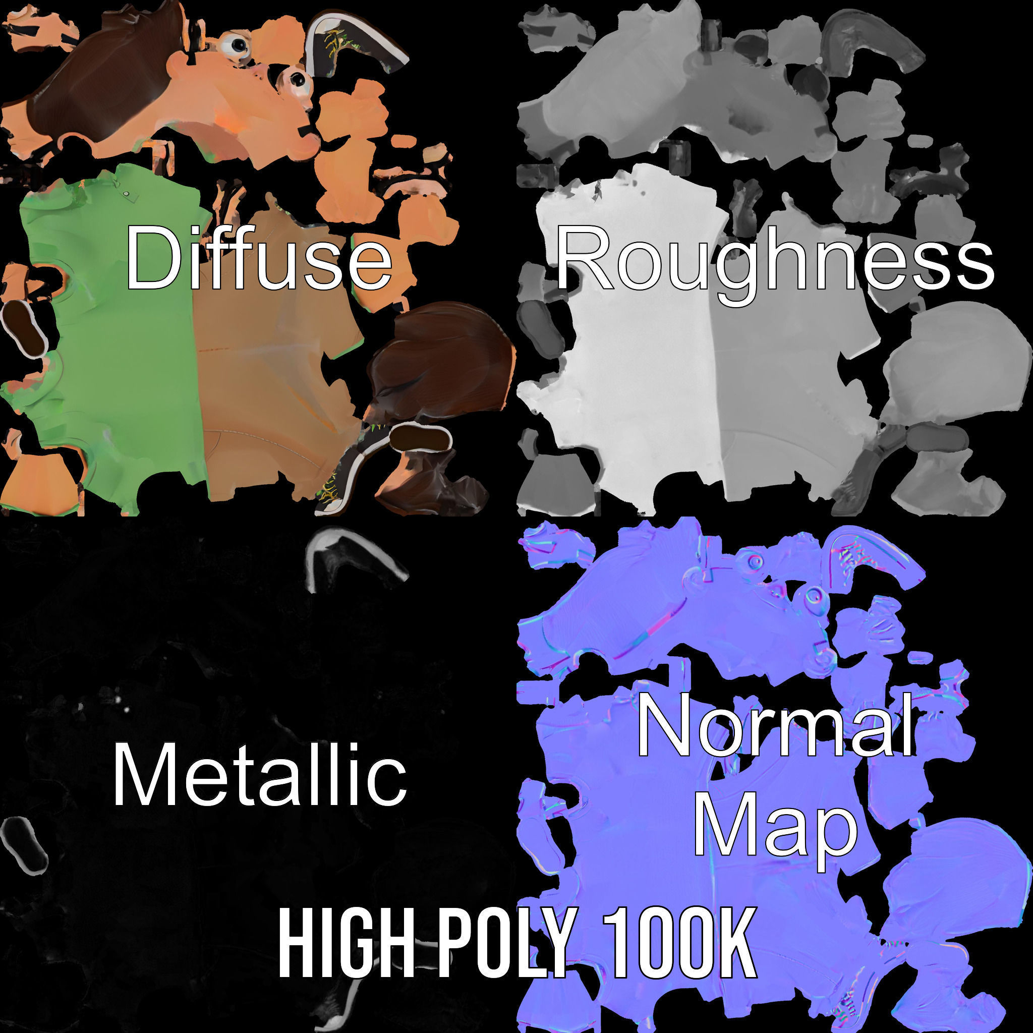 Young Boy Character Model in Casual Outfit  Rigged and Animated Low-poly 3D model_3