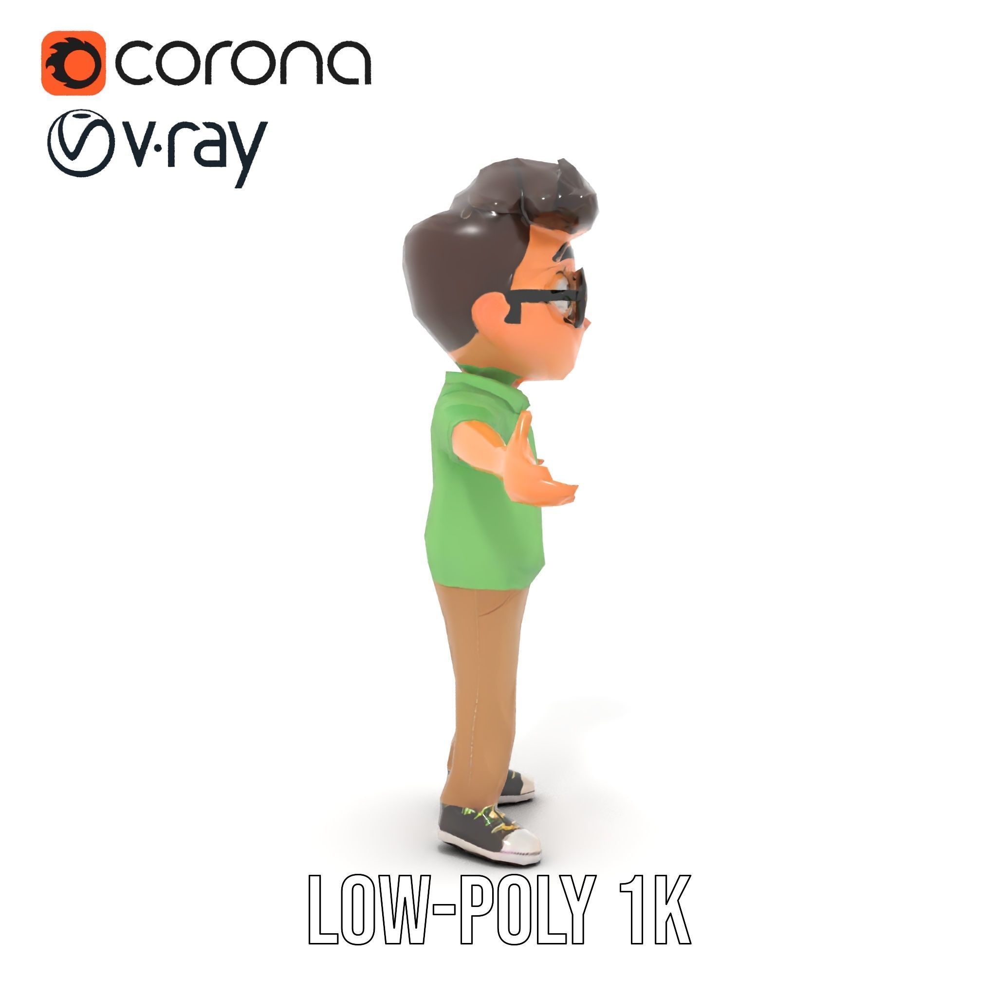 Young Boy Character Model in Casual Outfit  Rigged and Animated Low-poly 3D model_25