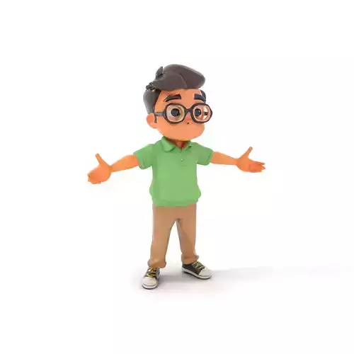 Young Boy Character Model in Casual Outfit  Rigged and Animated