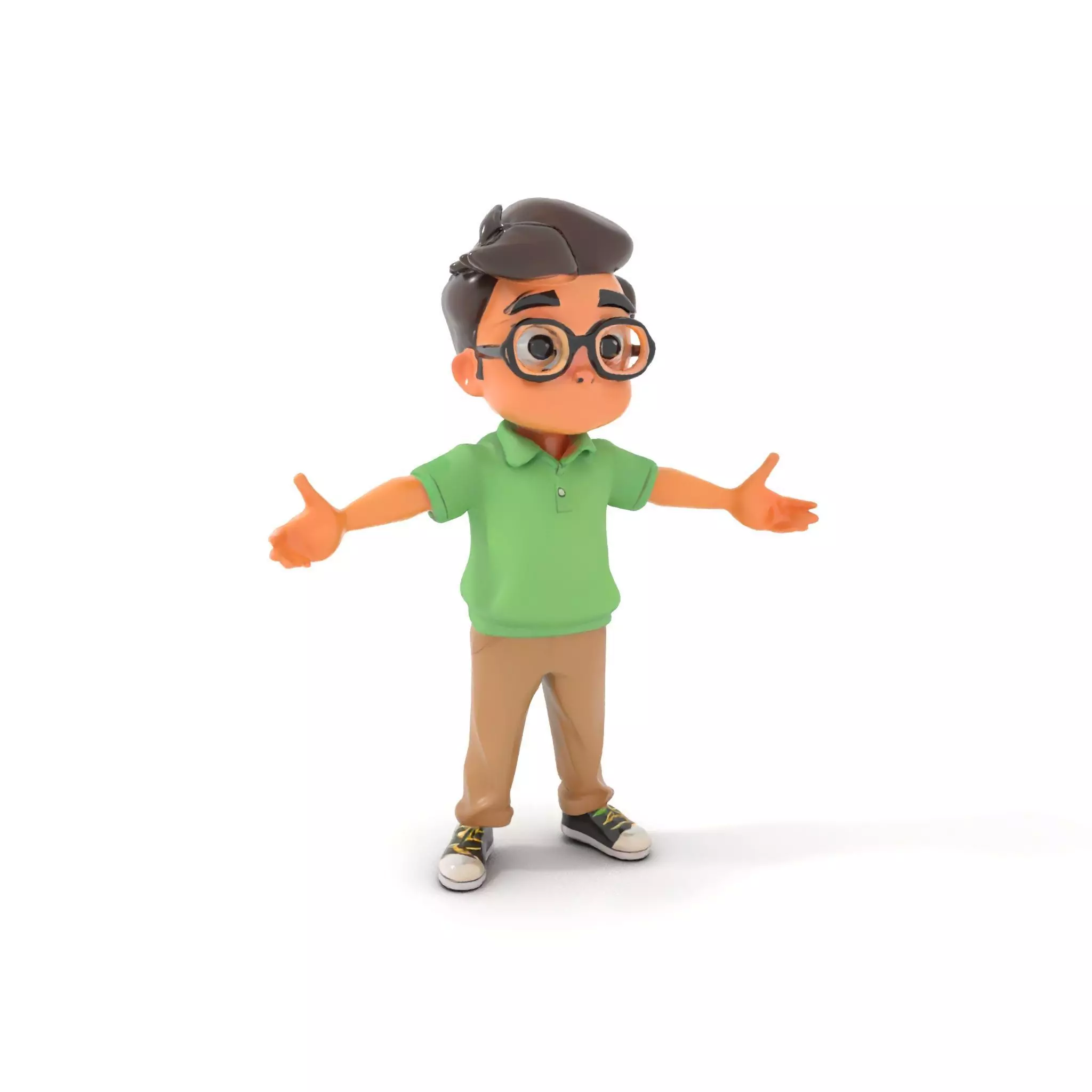 Young Boy Character Model in Casual Outfit  Rigged and Animated Low-poly 3D model_0