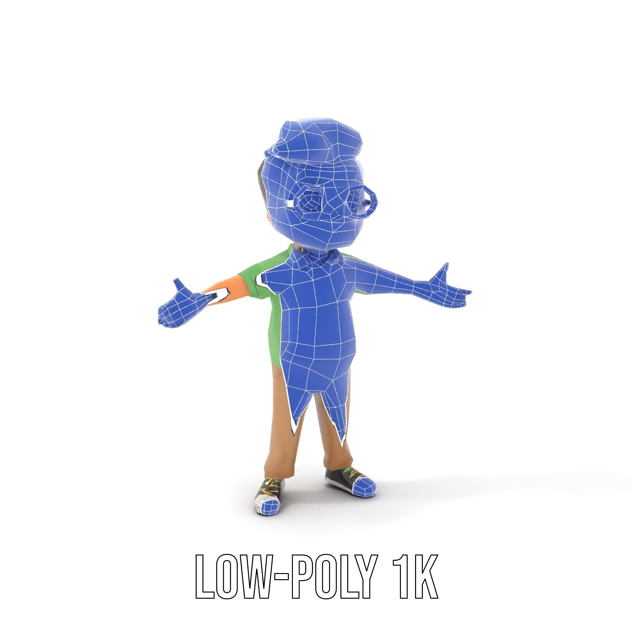 Young Boy Character Model in Casual Outfit  Rigged and Animated Low-poly 3D model_28