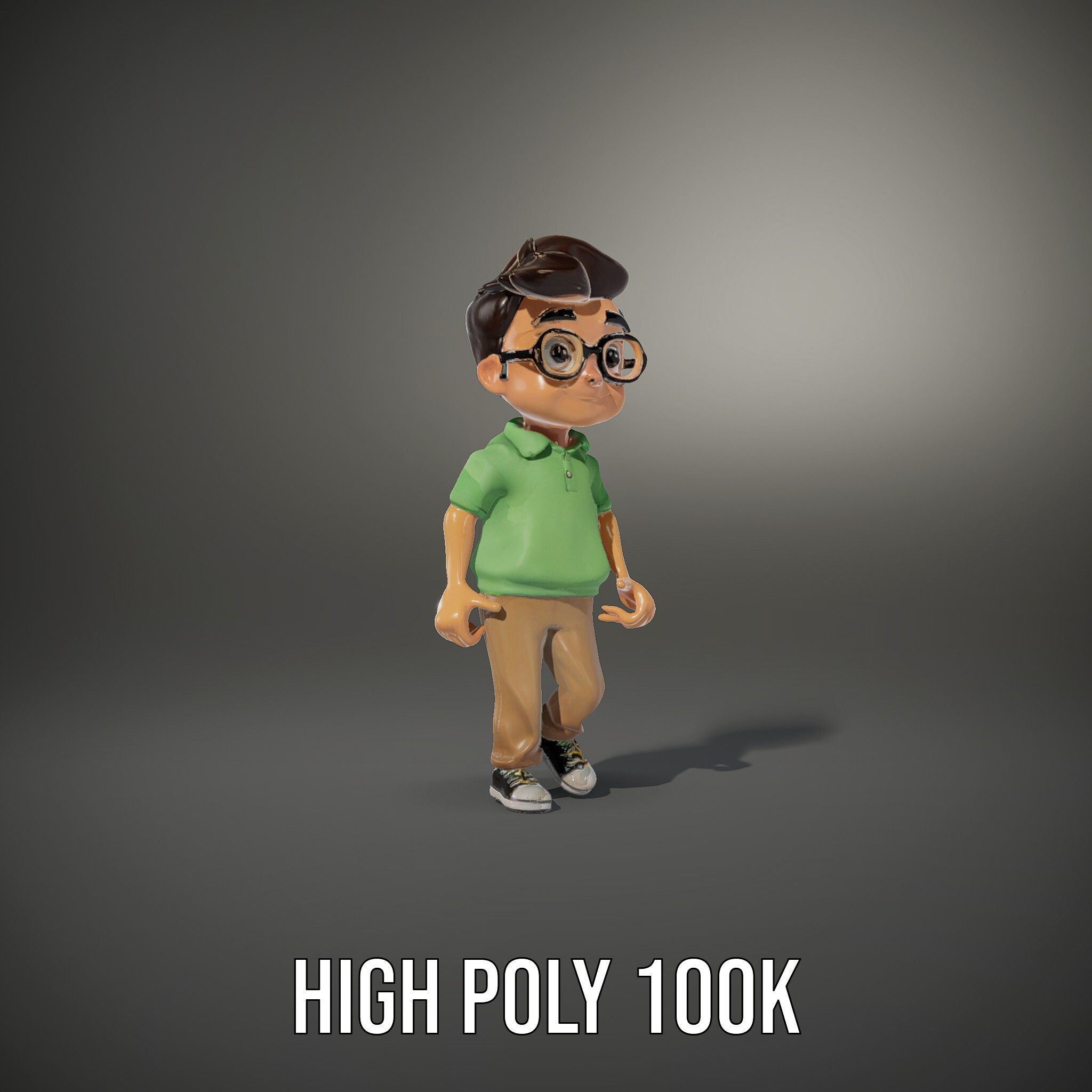 Young Boy Character Model in Casual Outfit  Rigged and Animated Low-poly 3D model_12