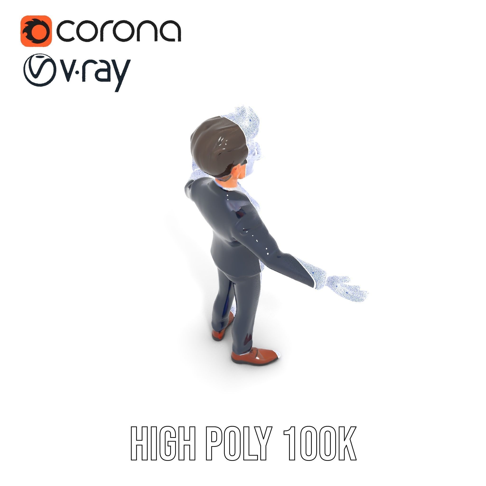 Smart Businessman in Suit  Rigged and Animated D Character Model Low-poly 3D model_33