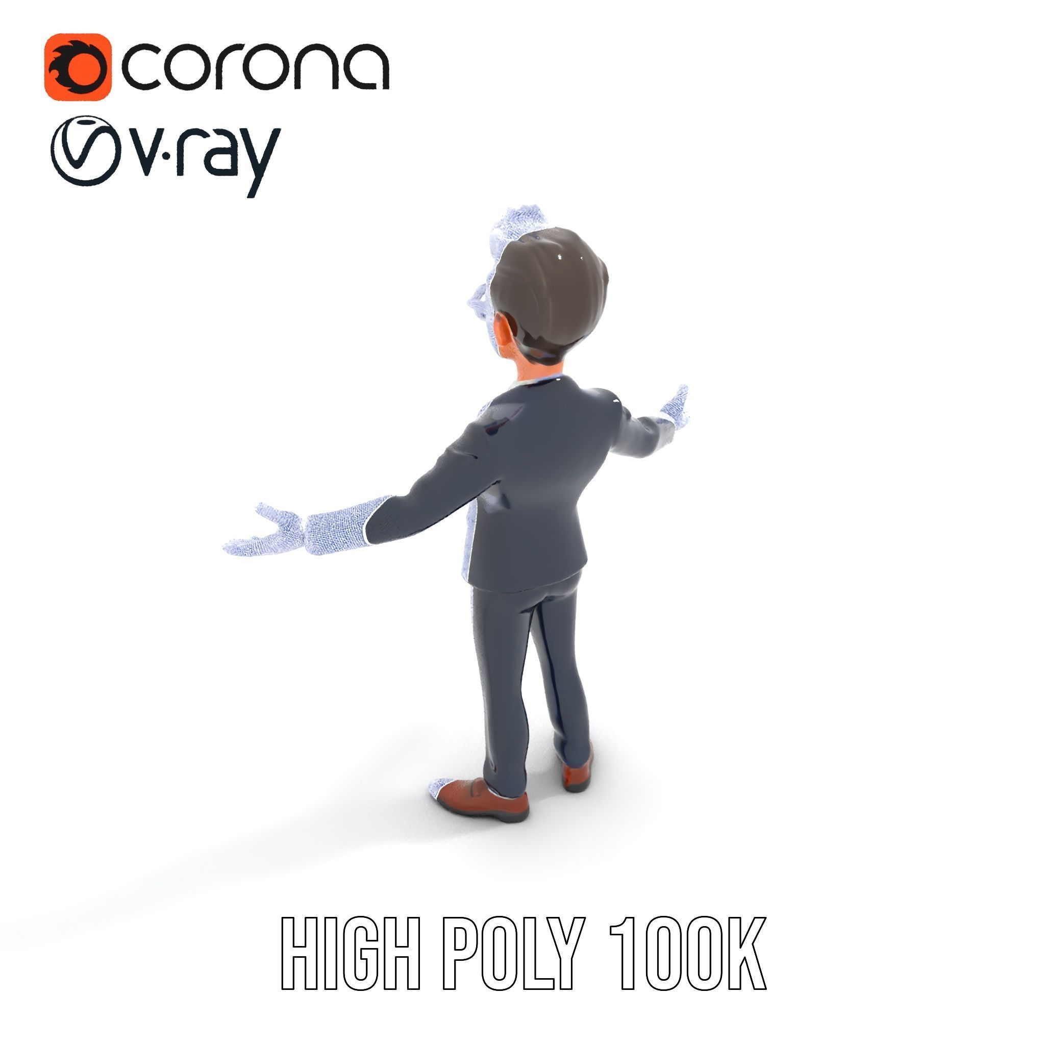 Smart Businessman in Suit  Rigged and Animated D Character Model Low-poly 3D model_35