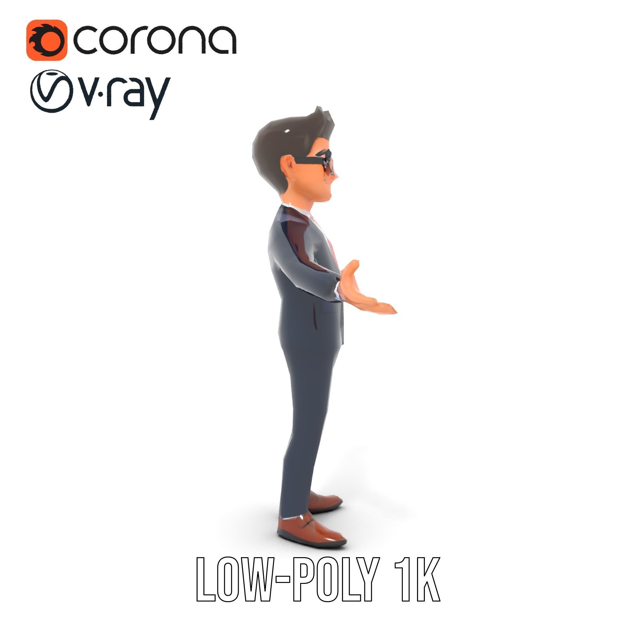 Smart Businessman in Suit  Rigged and Animated D Character Model Low-poly 3D model_8