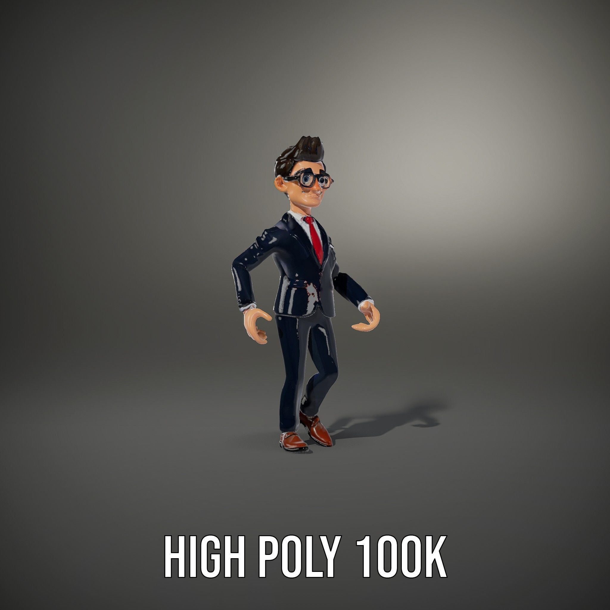 Smart Businessman in Suit  Rigged and Animated D Character Model Low-poly 3D model_9