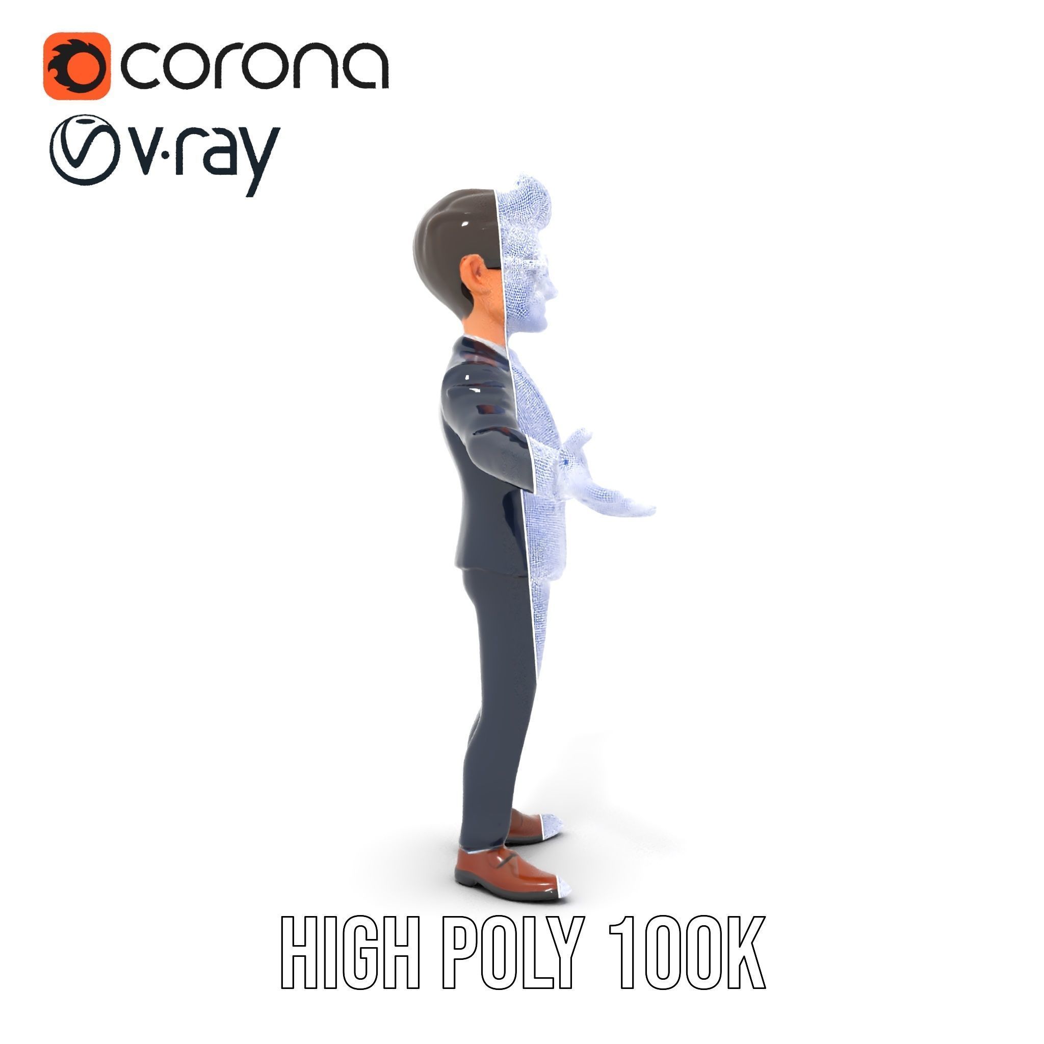 Smart Businessman in Suit  Rigged and Animated D Character Model Low-poly 3D model_36