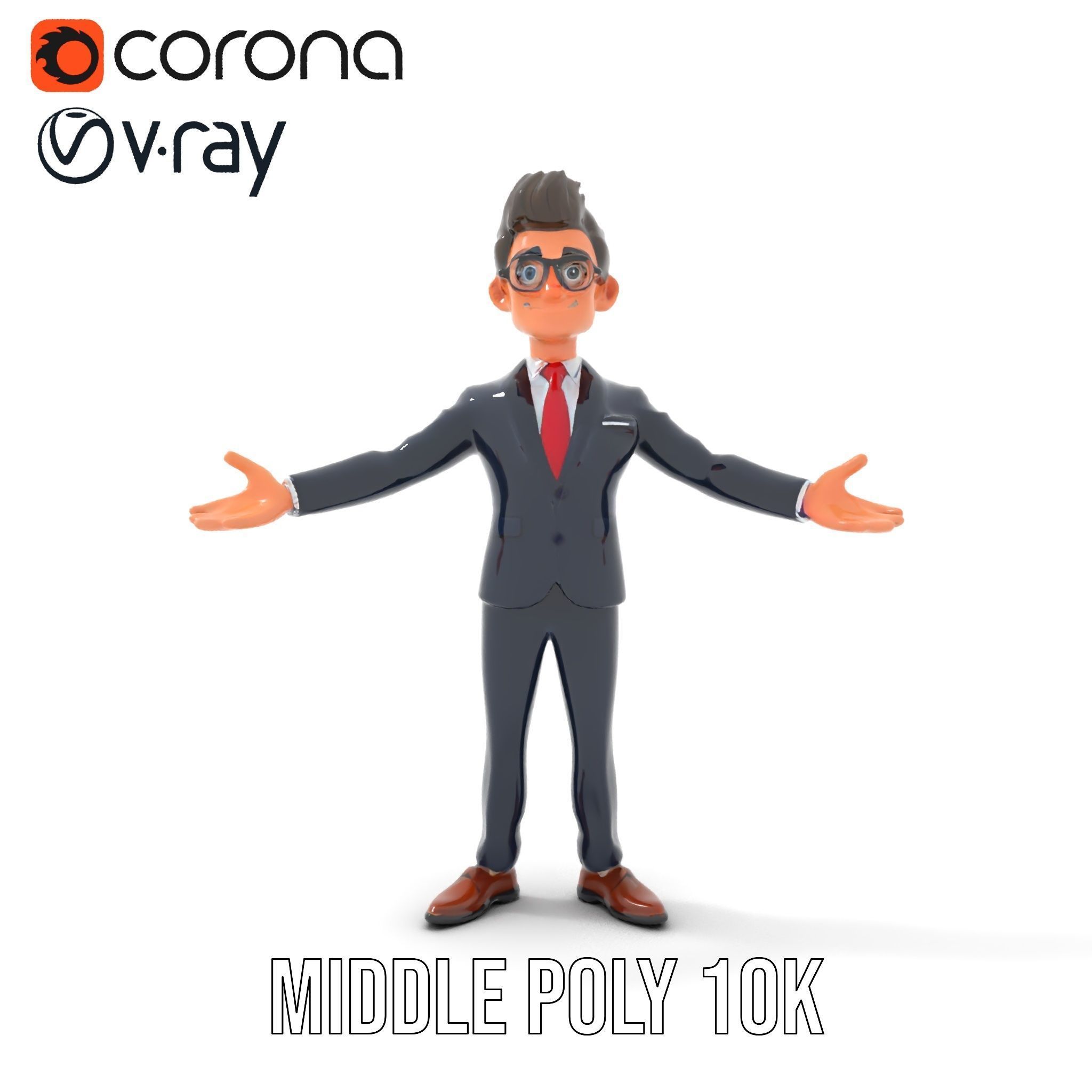 Smart Businessman in Suit  Rigged and Animated D Character Model Low-poly 3D model_21