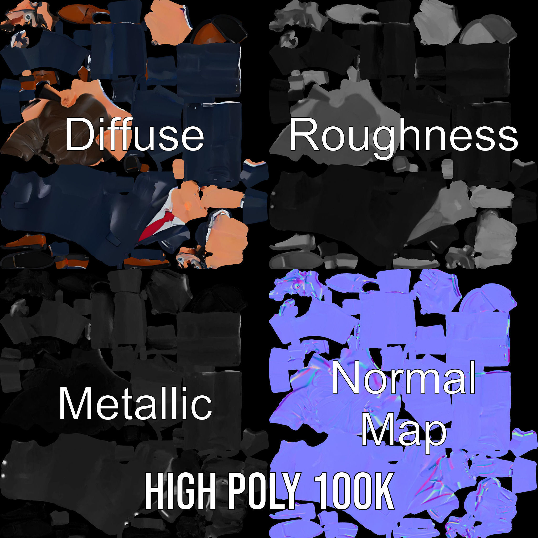 Smart Businessman in Suit  Rigged and Animated D Character Model Low-poly 3D model_3