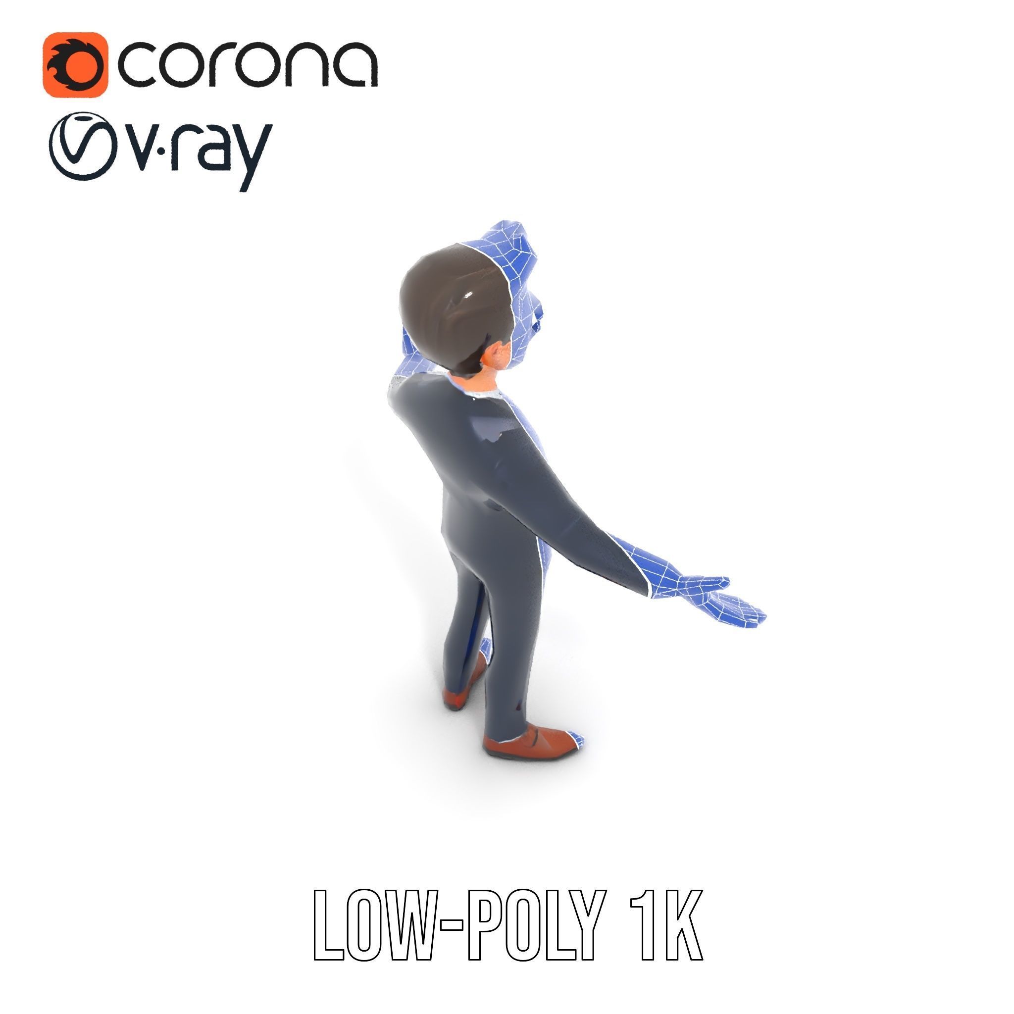 Smart Businessman in Suit  Rigged and Animated D Character Model Low-poly 3D model_25