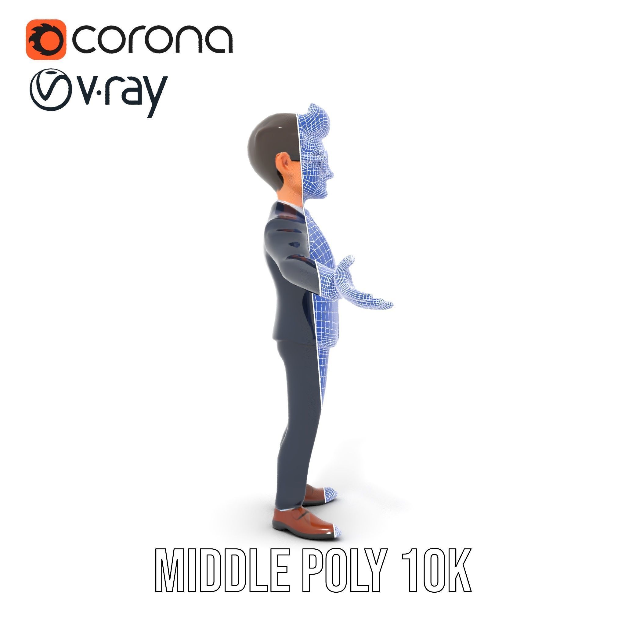 Smart Businessman in Suit  Rigged and Animated D Character Model Low-poly 3D model_32