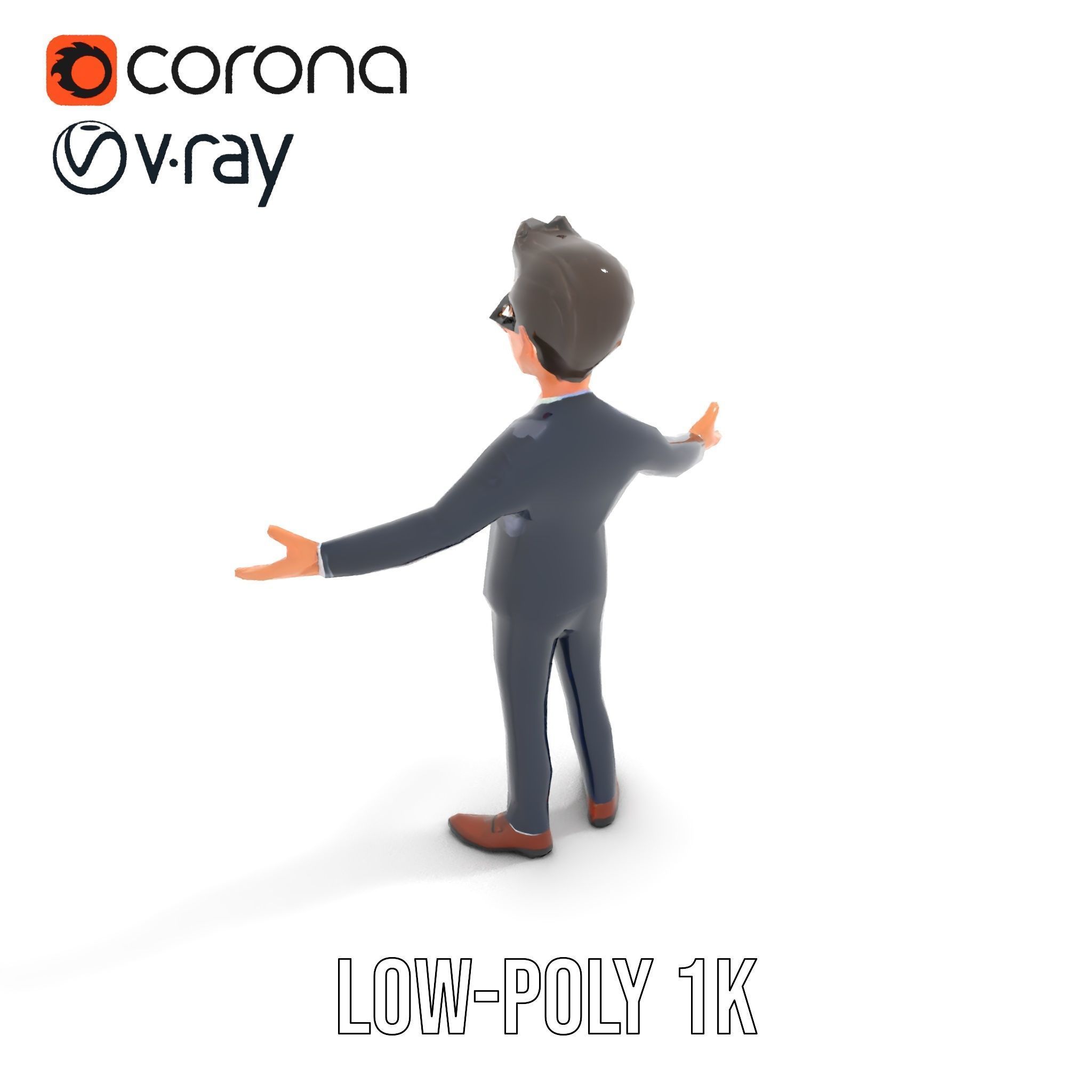 Smart Businessman in Suit  Rigged and Animated D Character Model Low-poly 3D model_11