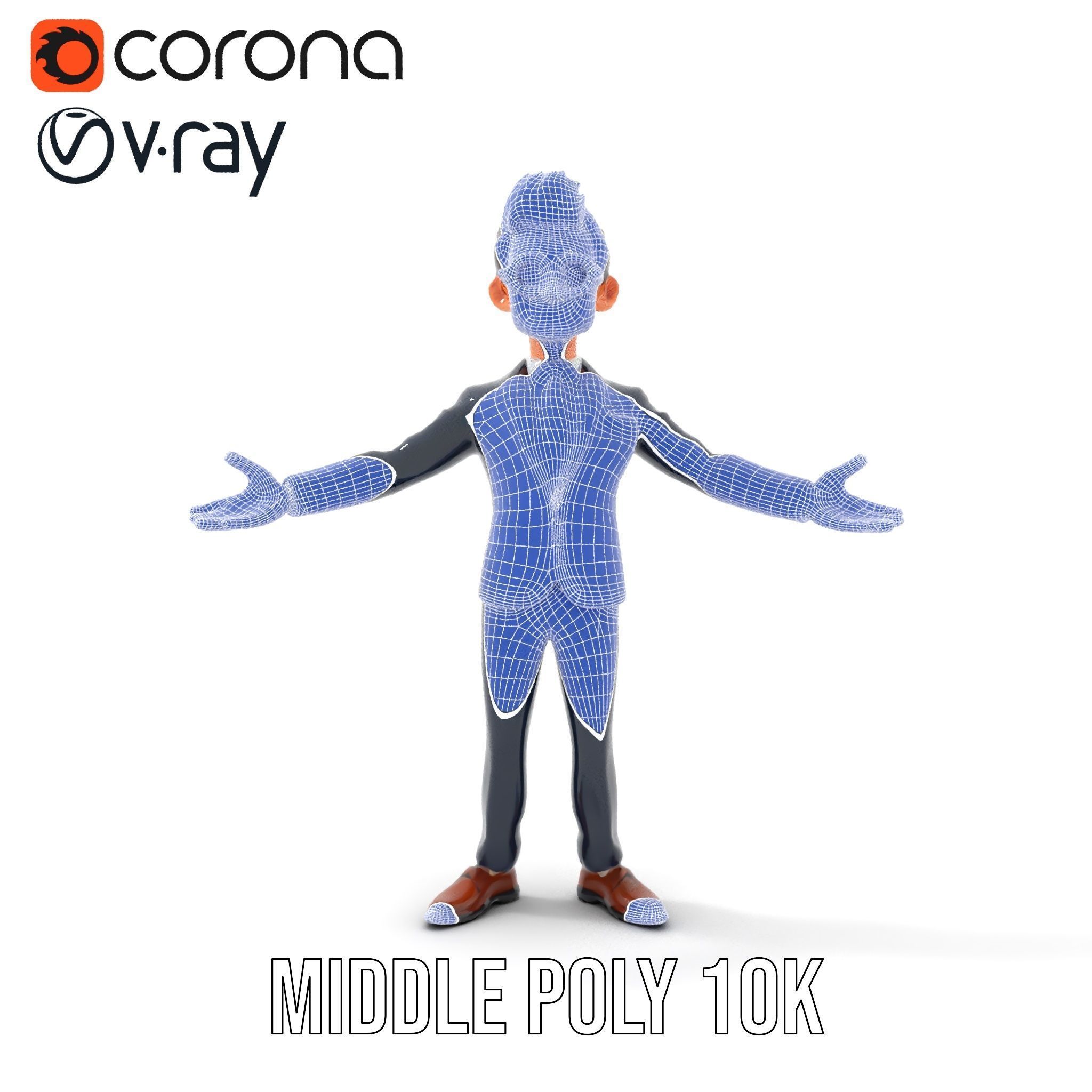 Smart Businessman in Suit  Rigged and Animated D Character Model Low-poly 3D model_27