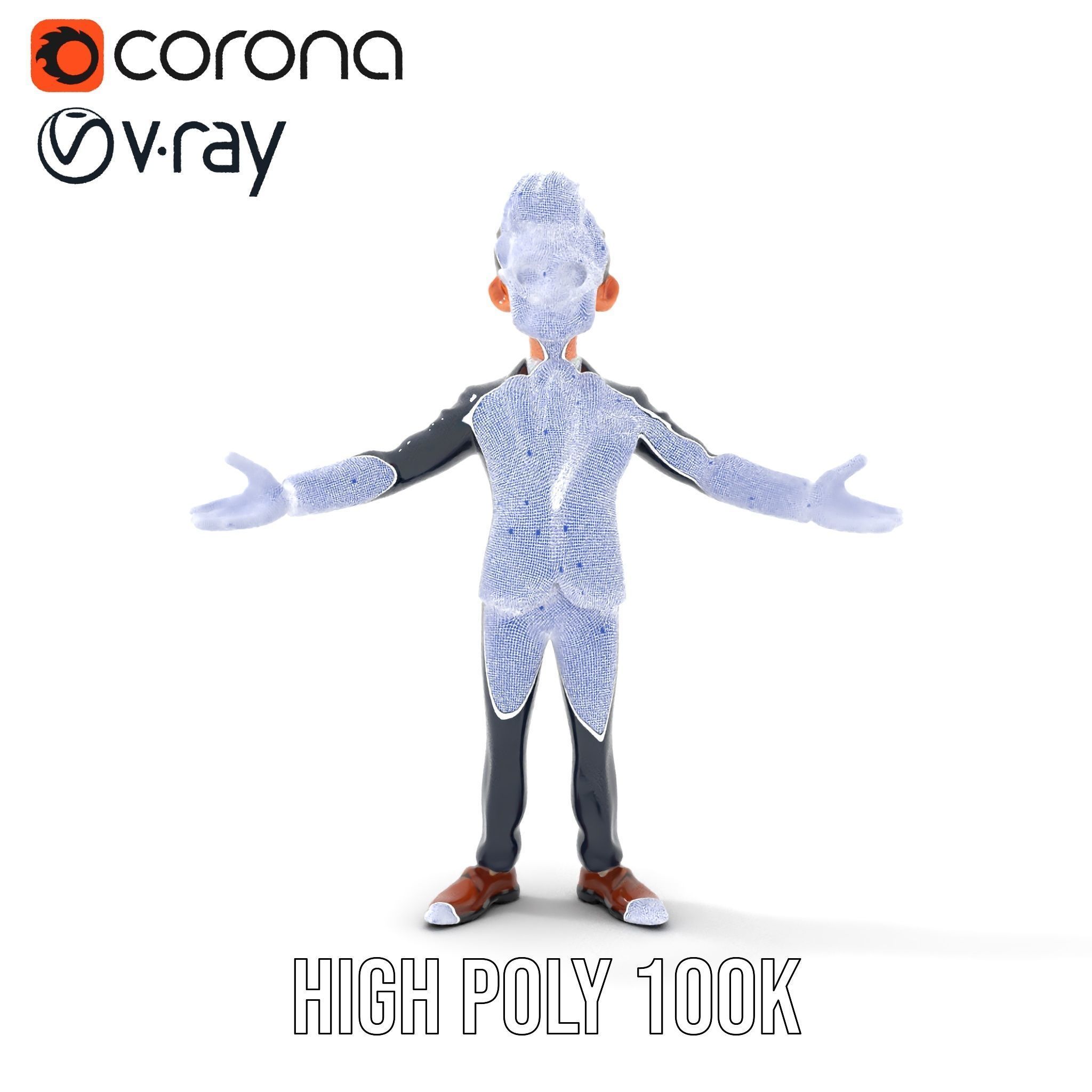 Smart Businessman in Suit  Rigged and Animated D Character Model Low-poly 3D model_31