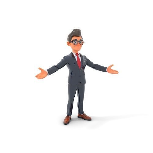 Smart Businessman in Suit  Rigged and Animated D Character Model Low-poly 3D model